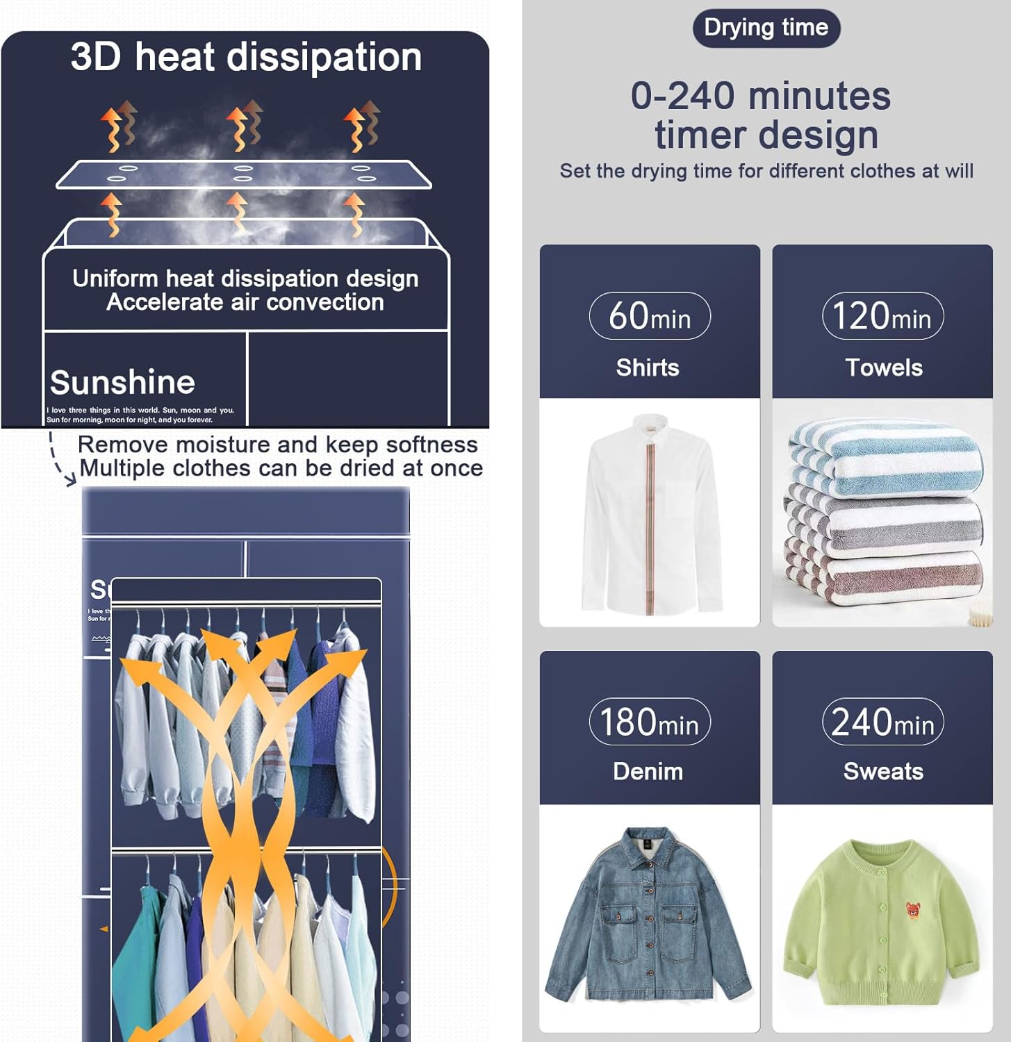 Electric Portable Clothes Dryer,2000W Large Capacity 1/2-Tier Heated Clothes Airer with Cover,Foldable with Overheat Protection,Electric Clothes Drying for Apartments,Families,Dormitories Style-5