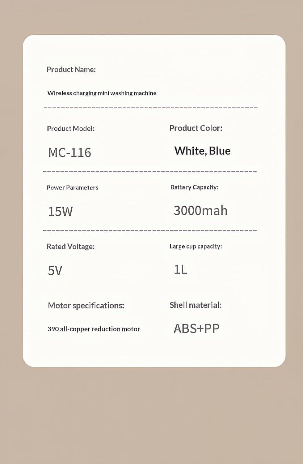 Mini Lavadora, Portable Mini Washing Machine, 3000mAh Rechargeable Wireless, Portable Small Wireless Washing Machine for Home Use, for Underwear, Small Loads, Baby Clothes (White)