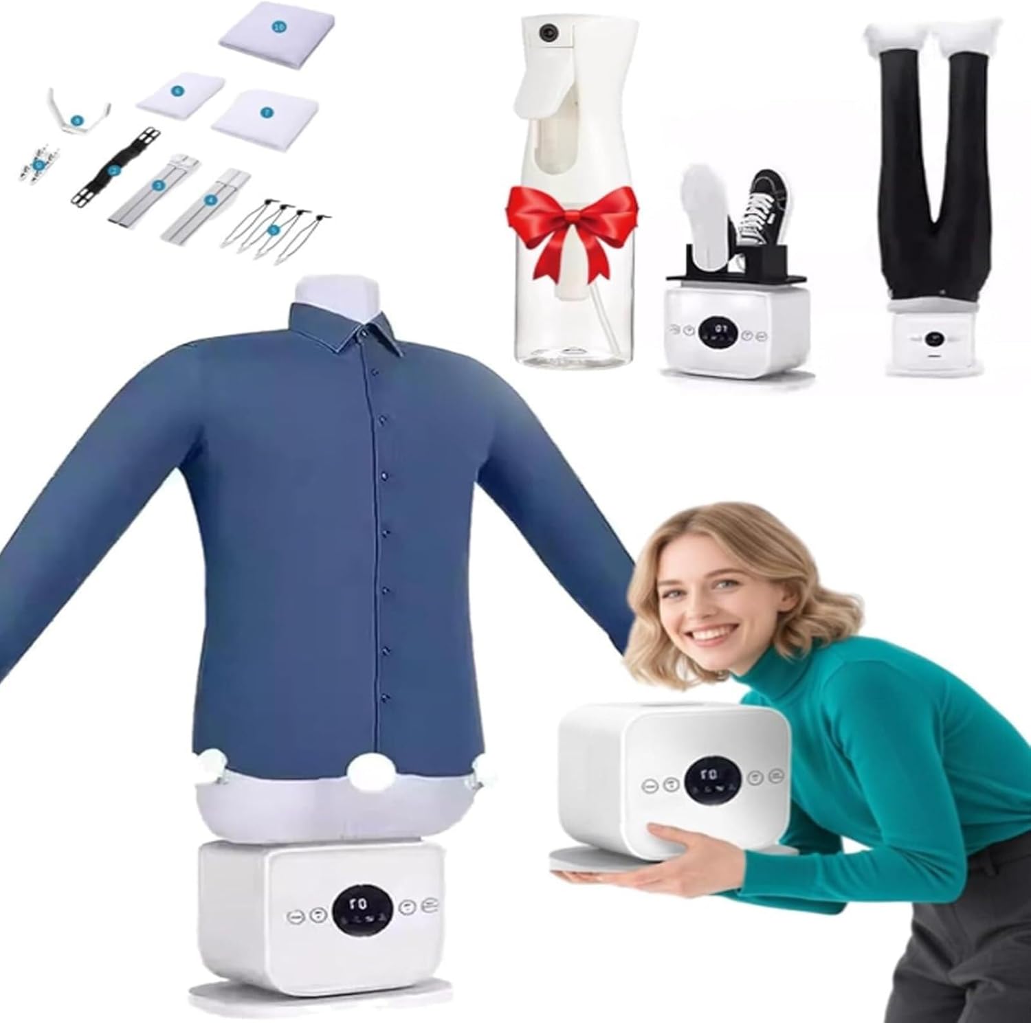New Inflatable Automatic Ironing Machine Hot Air Dryer & Iron, Garment Steamer for Shirts/Pants/Jackets/Shoes Built in Aromatherapy