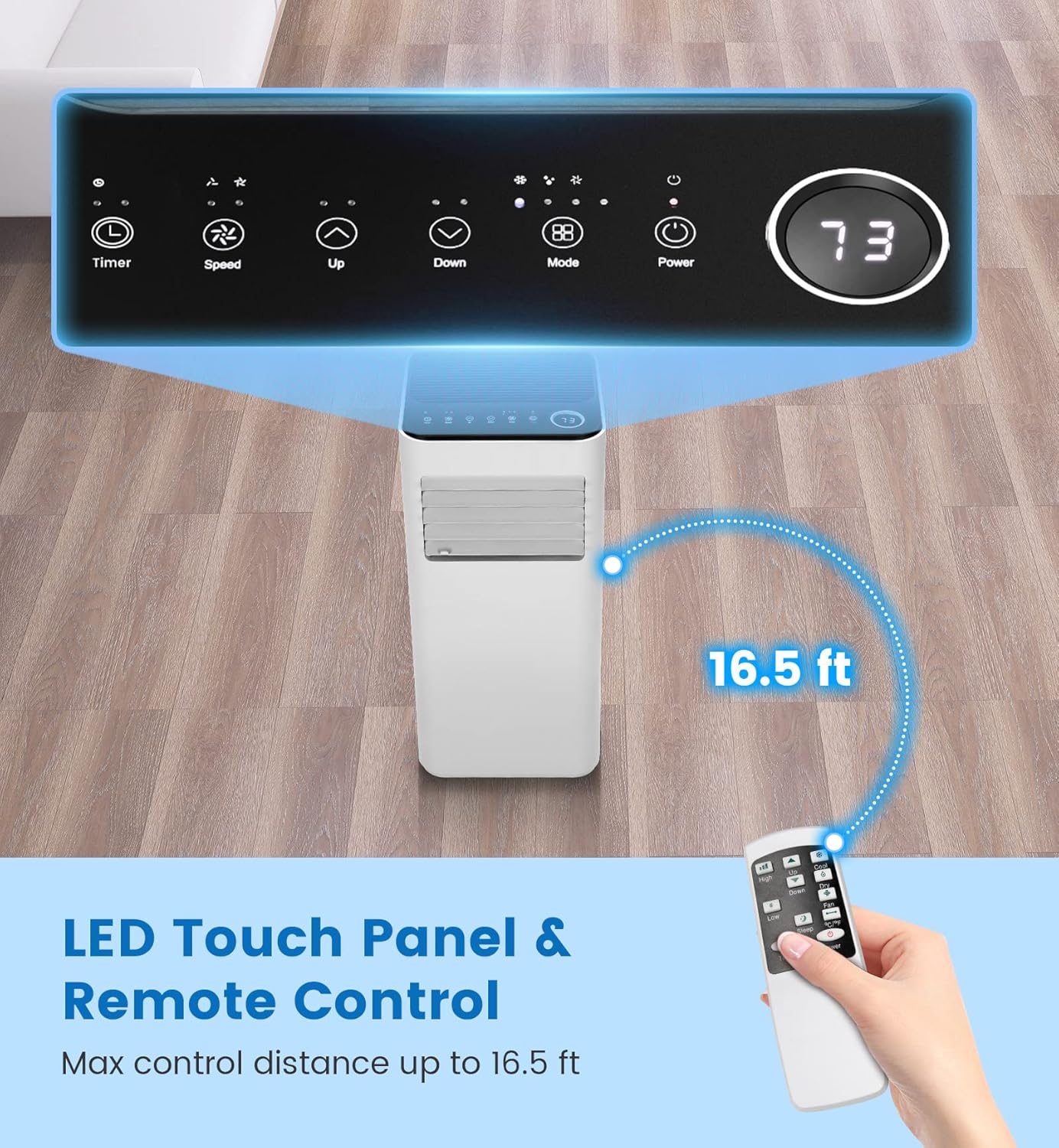 PETSITE 8000 BTU Portable Air Conditioner, 3-in-1 Multi-Functional AC Cooling Unit with Remote Control, Dehumidifier, Window Kit Included, Stand up Air Conditioner Cools Rooms up to 250 Sq.Ft