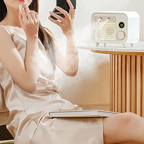 Personal Air Cooler, 3-in-1 Silent Retro Portable Mini Air Conditioner, USB Charging Evaporative Air Cooler Humidifier Purifier-White
