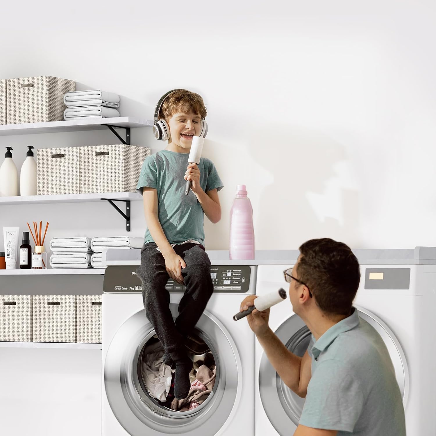 Kaboon Washer Dryer Countertop, Melamine Countertop with Edge Rails - 27.5