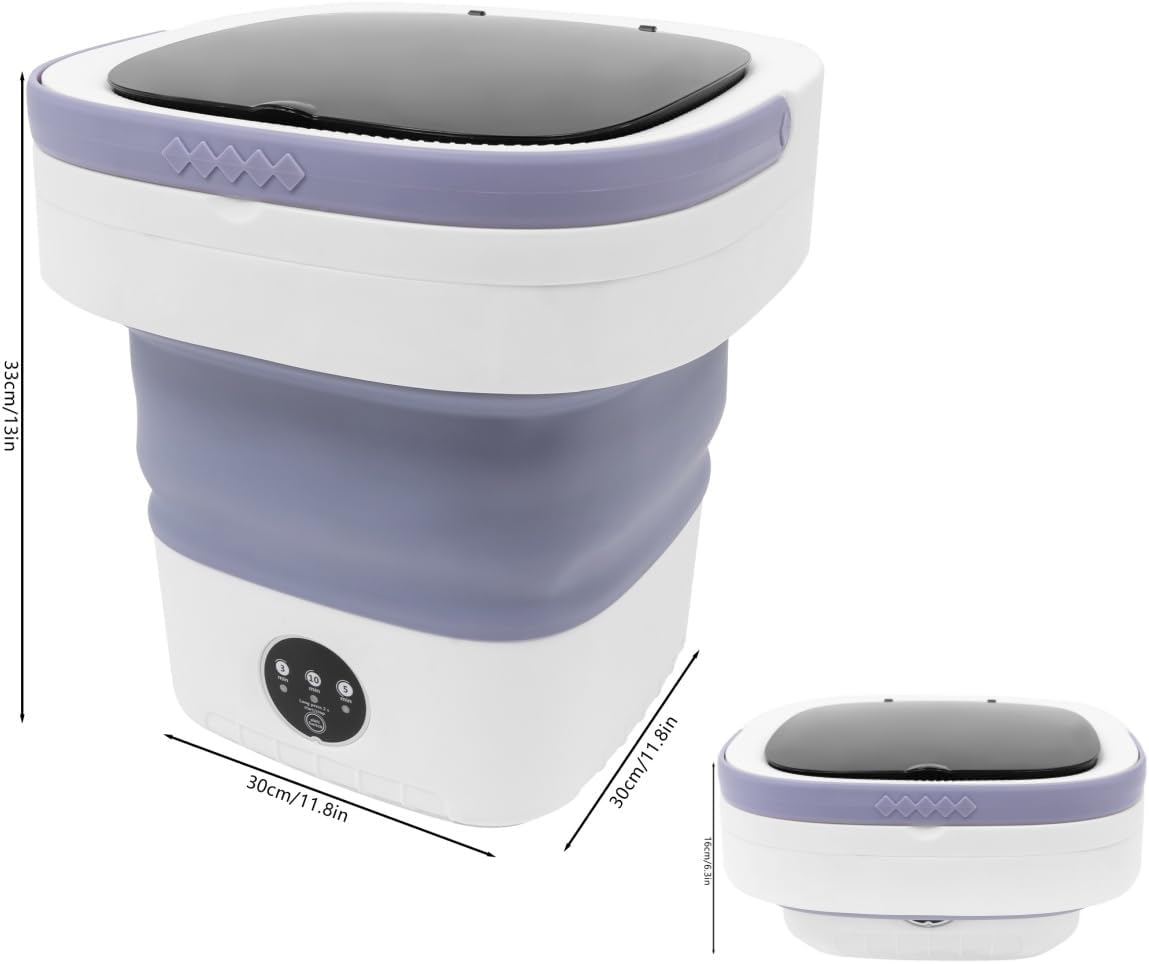 Portable Washing Machine,12L Upgraded With Spin Basket,Foldable Mini Washing Machine with 3 Modes Cleaning Small Washer for Baby Clothes, Underwear or Small Items, Apartment, Dorm,RV (Purple)