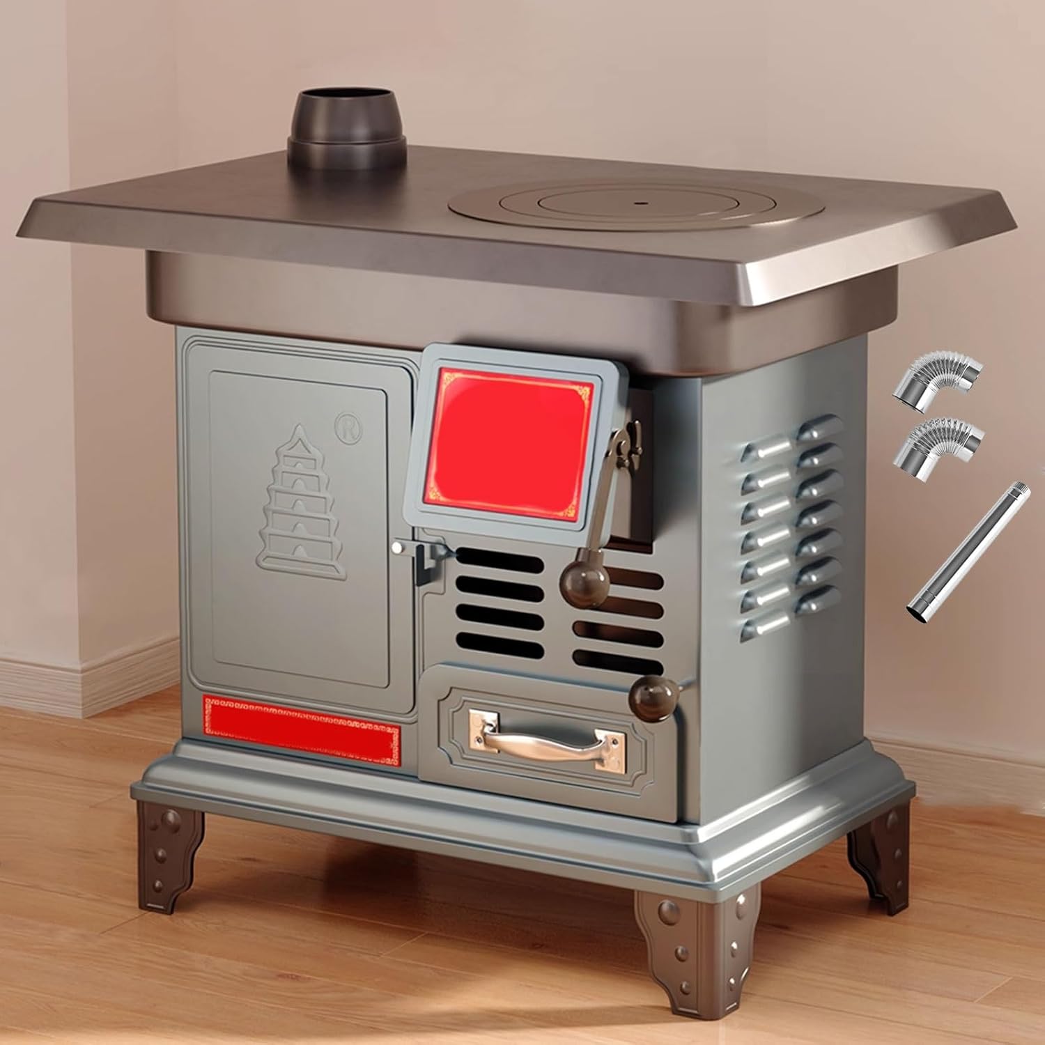 Tent Stove Camping Stoves Portable Includes Large-capacity Oven and Ashs Removal Drawer Steel Furnace Liner Fully Welded Process Features Fireproof and Heat-resistant Insulation Layer