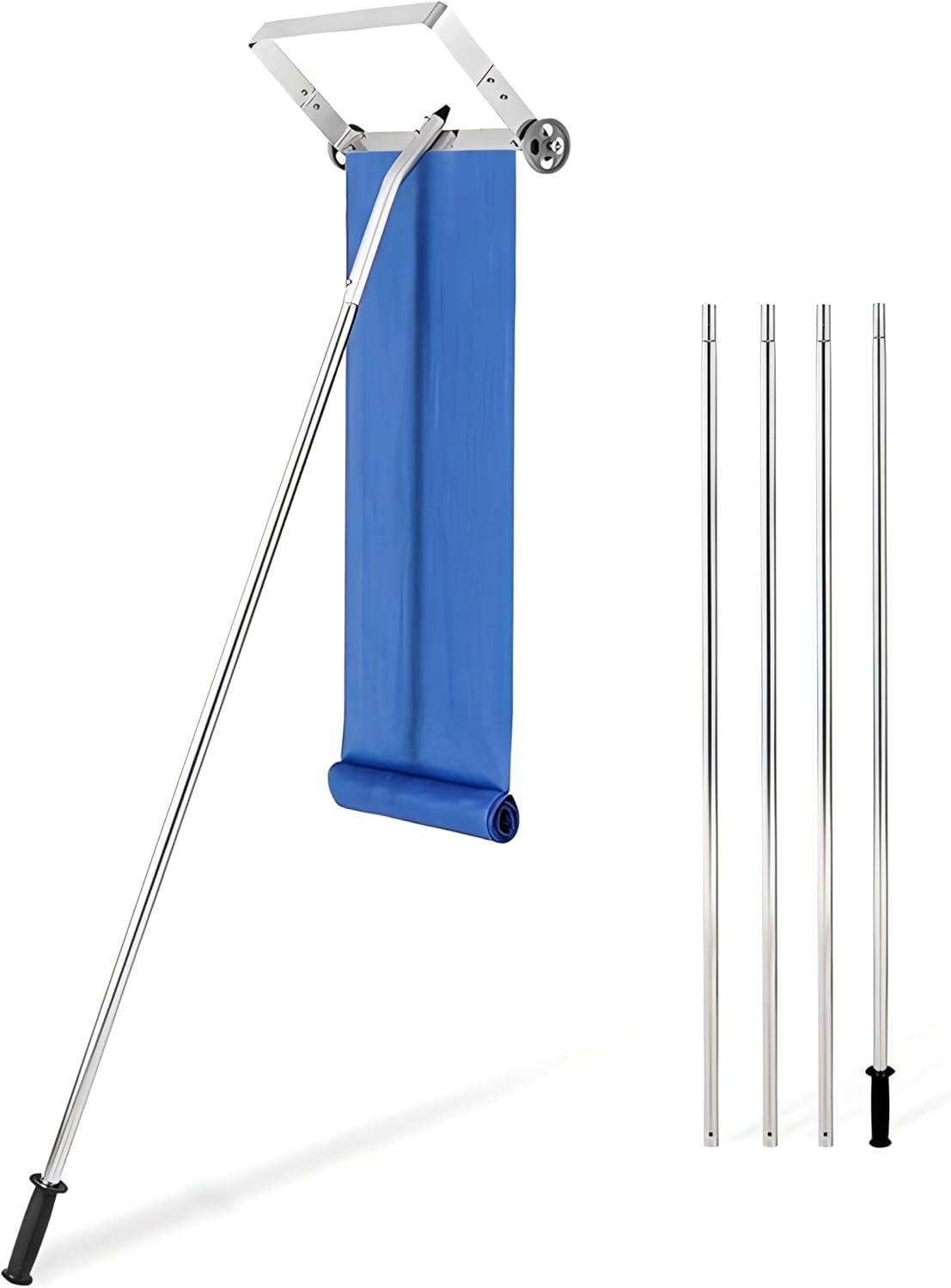 Snow Shovel Roof Rake, 21Ft Extendable Aluminum with Non-Slip Handle, 2 Wheels & Oxford Slide, 5-Section Tubes for Removing Snow and Wet Leaves