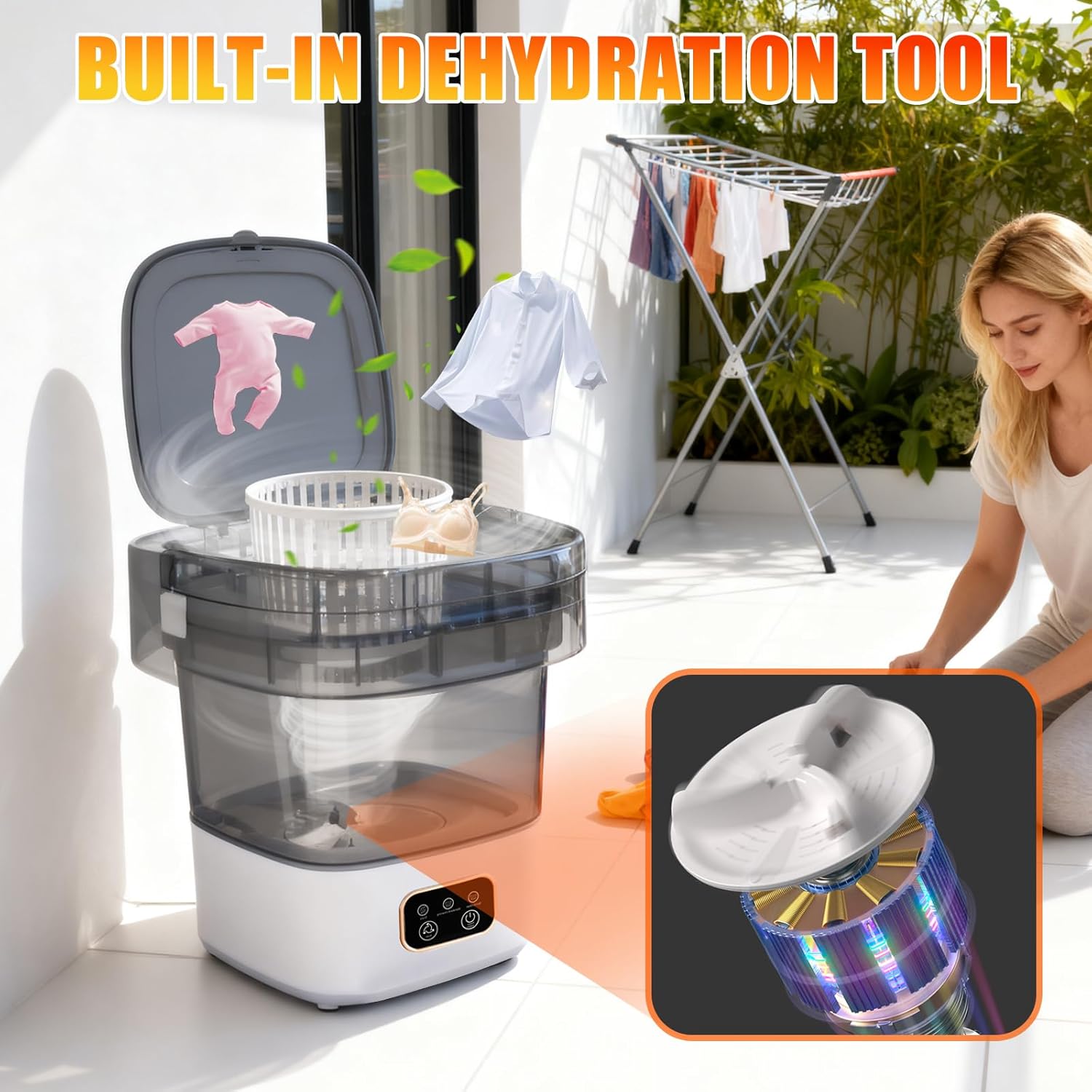Portable Washing Machine,Mini Washer 16L Upgraded With Spin Basket 3 Modes Deep Cleaning for Underwear,Baby Clothes,Shirt,Small Delicates