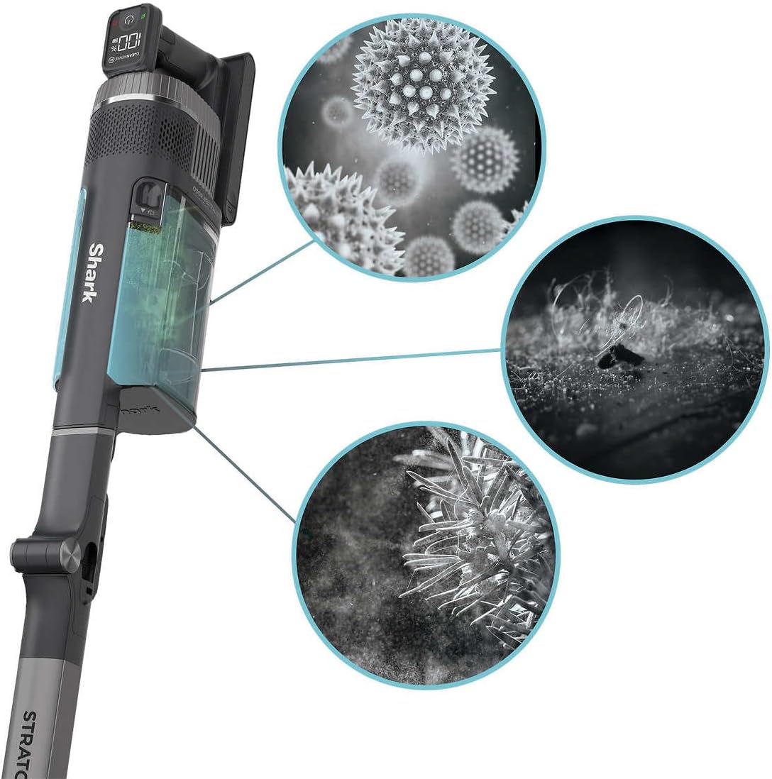 Shark UZ865H Stratos Cordless Vacuum with Clean Sense IQ, DuoClean PowerFins HairPro, Includes Duster Crevice Tool & Anti-Allergen Brush, Up to 50 Minute Runtime, Gray (Renewed)