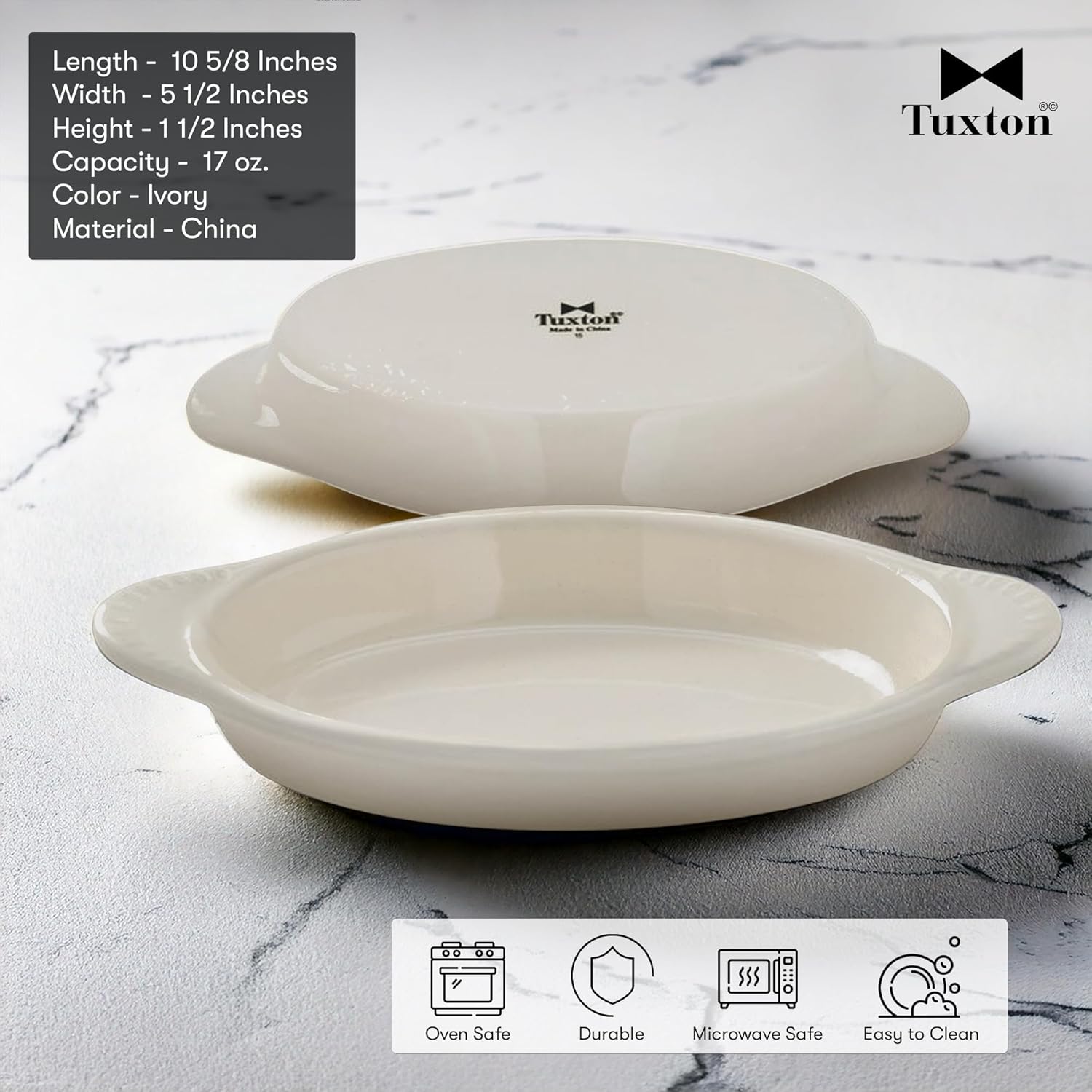 Tuxton China BEN-150 Welsh Rarebit, 17 oz., 10-5/8