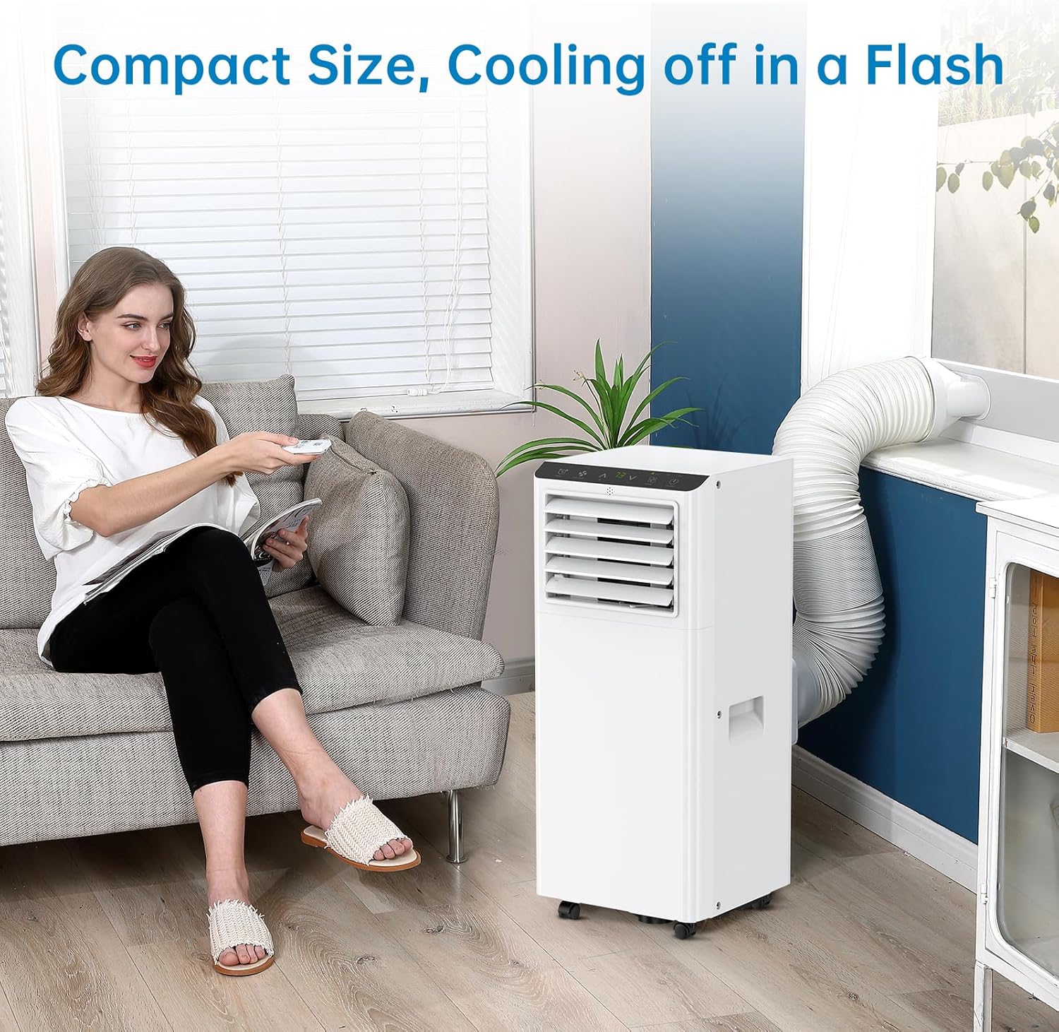 8000 BTU Portable Air Conditioner, Standing 3 in 1 AC Unit with Cooling, Dehumidifier & Fan Mode, Cool Up to 350 sq.ft, Air Cooler with Remote Control, 24H Timer, Window Kit for Home, white