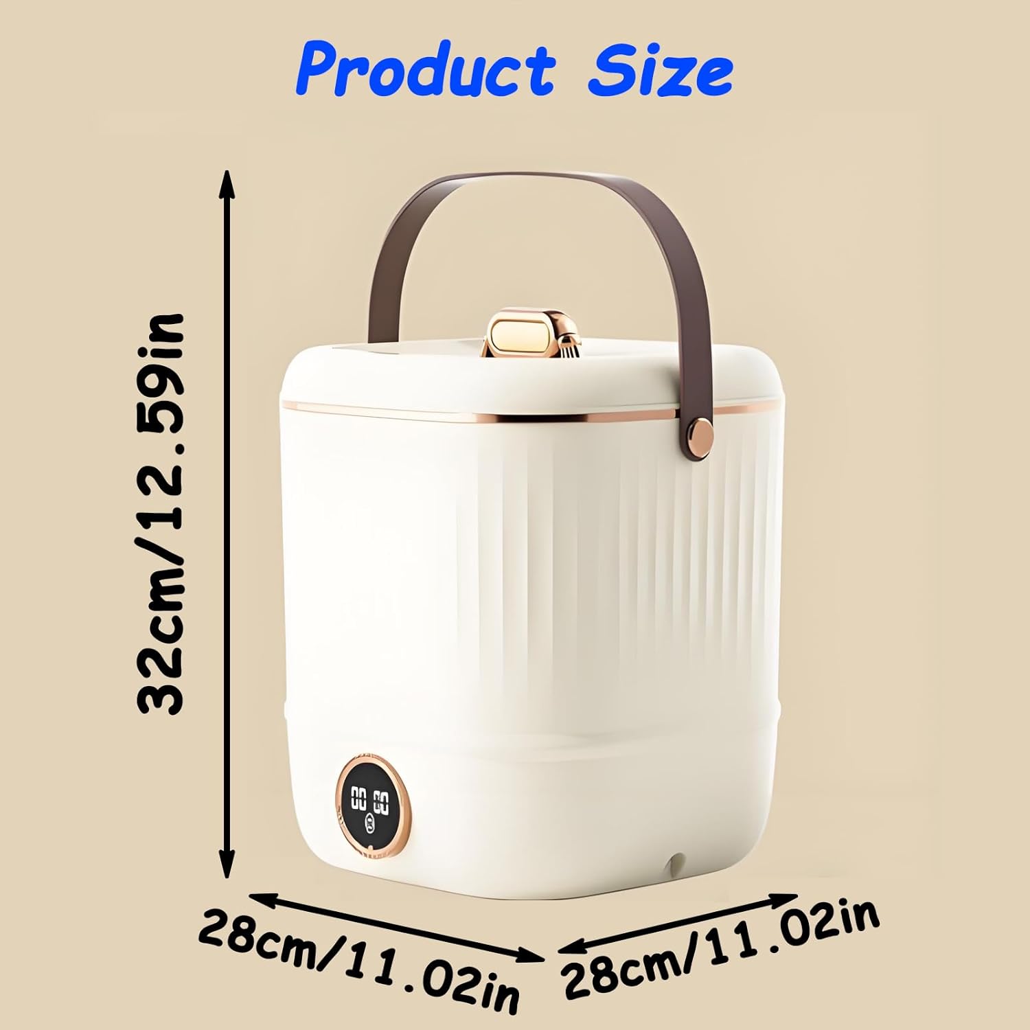 Mini Laundry Machine And Drying, Portable Mini Washing Machine For Underwear, Small Washing Machines For Apartments, Dorm,RV, Travel(Size:11.02 * 11.02 * 12.59in,Color:green) (Beige)