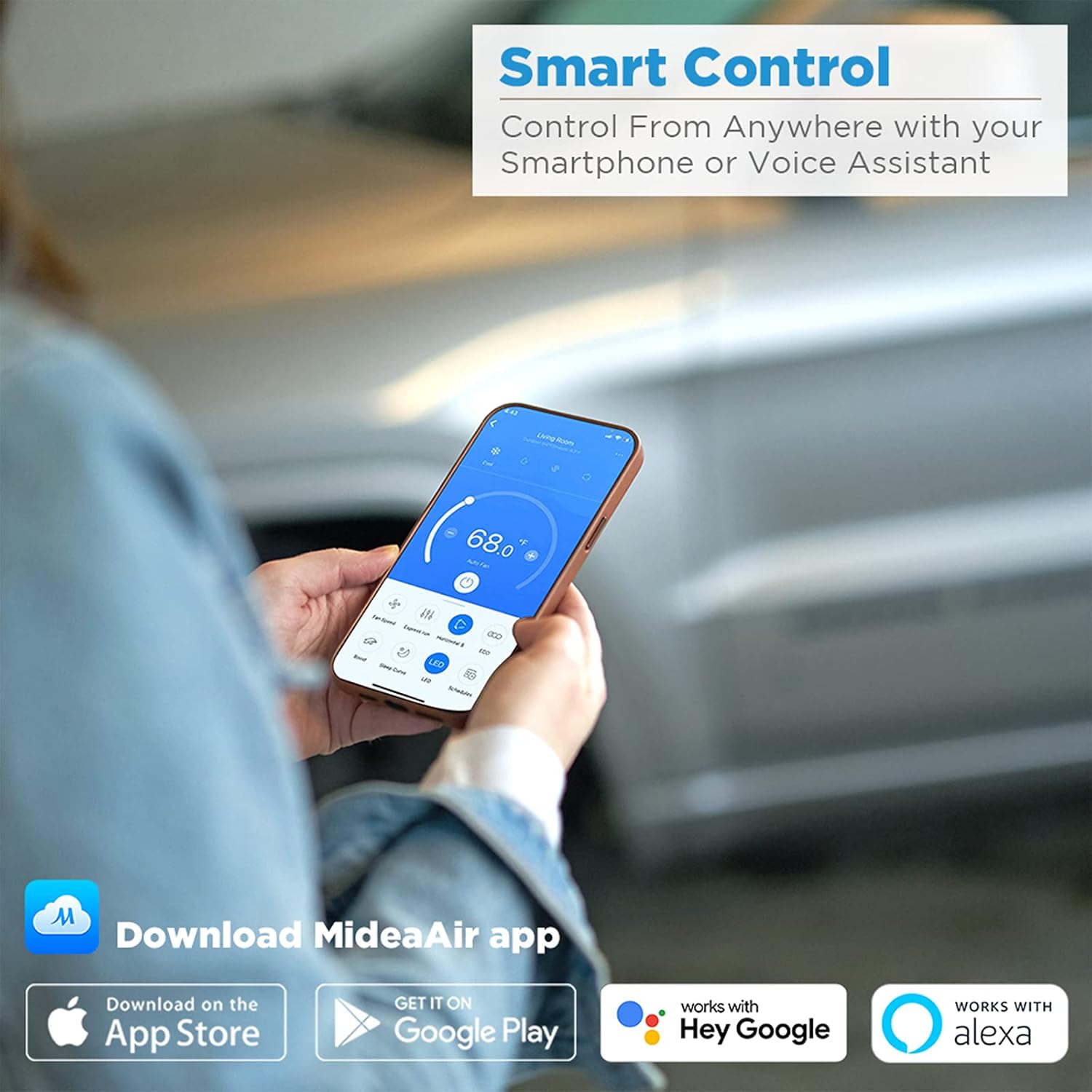 Midea 12,000 BTU DOE (6,500 BTU SACC) Portable Air Conditioner, Cools up to 275 sq. ft., Works as Dehumidifier&Fan, Wi-Fi Enabled, Control with Remote, Amazon Alexa & Google Assistant