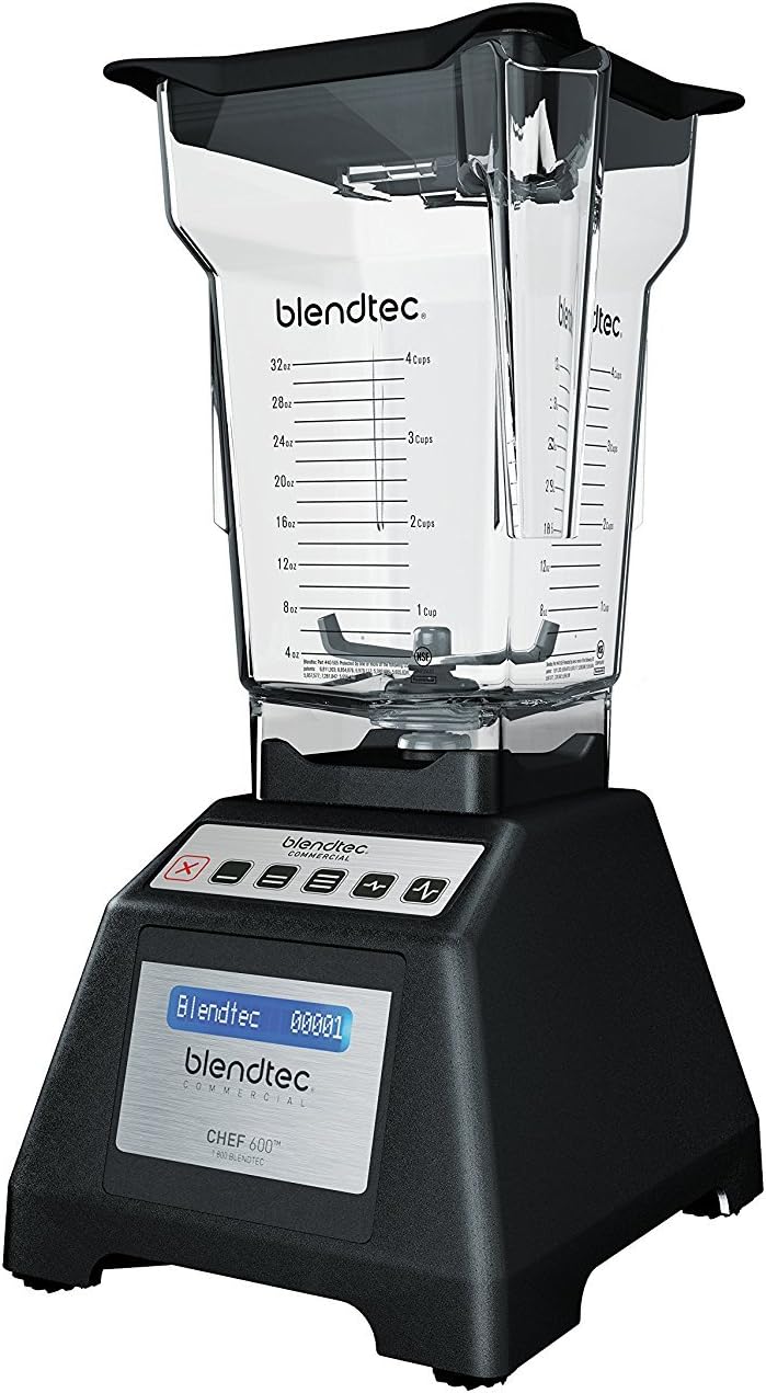 Blendtec - Chef 600 - Professional Blender with FourSide Jar - Commercial Blender -Self-Cleaning - 3 Preprogrammed + Pulse Cycles - Customizable Presets - Black