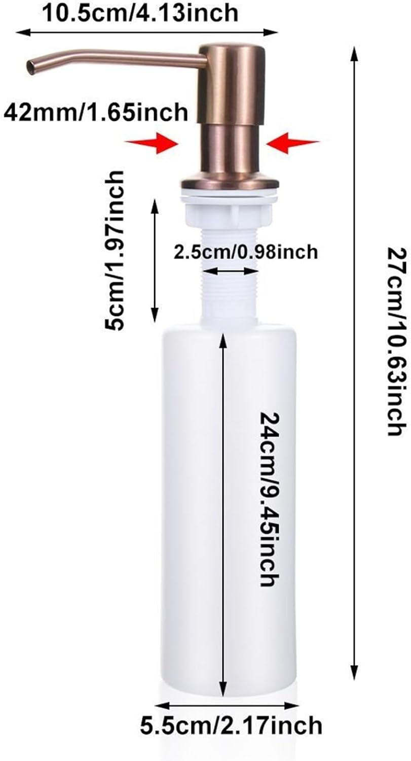 Built in Soap Dispensers Sink Soap Dispenser Household Stainless Steel Lotion Storage Bottle Liquid Hand Wash Bathroom Tools Kitchen Supplies(Rose Gold)