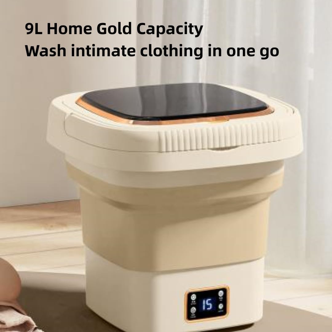 Portable Mini Folding Washing Machine，9L Dormitory Small Automatic Washing and Stripping Integrated Washing Machine，Underwear or Small Items, Apartment, Dorm, Camping, RV Travel Laundry (Purple)