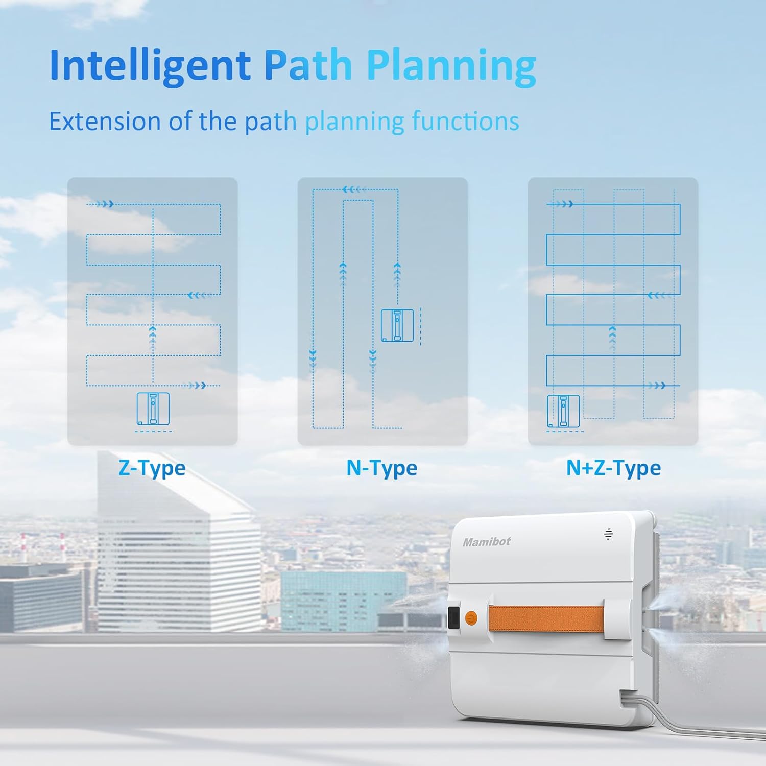 Mamibot W120-DP Robot Window Cleaner for High-Rise Glass - 3200Pa Strong Suction, Multiple Cleaning Modes,4 Water Spray Nozzles,Edge Detection Technology,App&Remote Control(Orange)