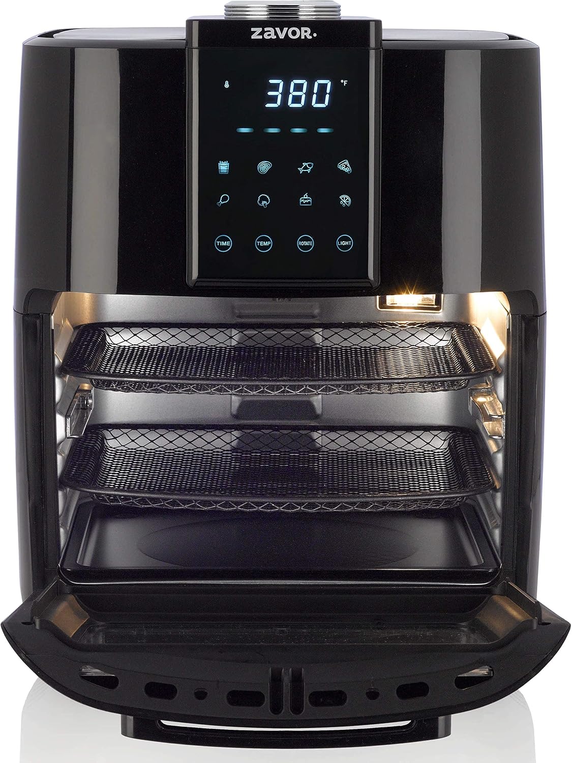 Zavor Crunch 12 Qt Air Fryer Dehydrator Combo with Rotisserie, Toaster Oven, Grill, Roaster & Convection Oven Functions | 8 Presets, Large Capacity, Accessories & Recipe eBook, Black