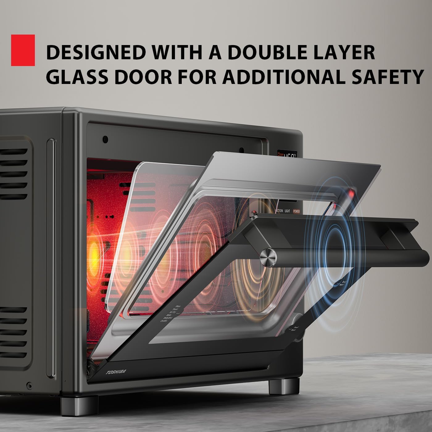 TOSHIBA ChefFry Air Fryer Toaster Oven Combo, 12-in-1 Convection Countertop Oven, 34QT / 32L Large Capacity, 1750W, Master Pizza Modes Design with Exclusive Dual-Temp Tech