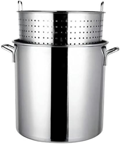 27Qt/45Qt/63Qt Stainless Steel Stock Pot Commercial Heavy Duty Turkey Deep Fryer Crawfish Clam Steamer With Strainer Basket For Soup, Broth & Stock, Chili Casserole,45Cm/17.7Inch ( 45Cm/17.7Inch)