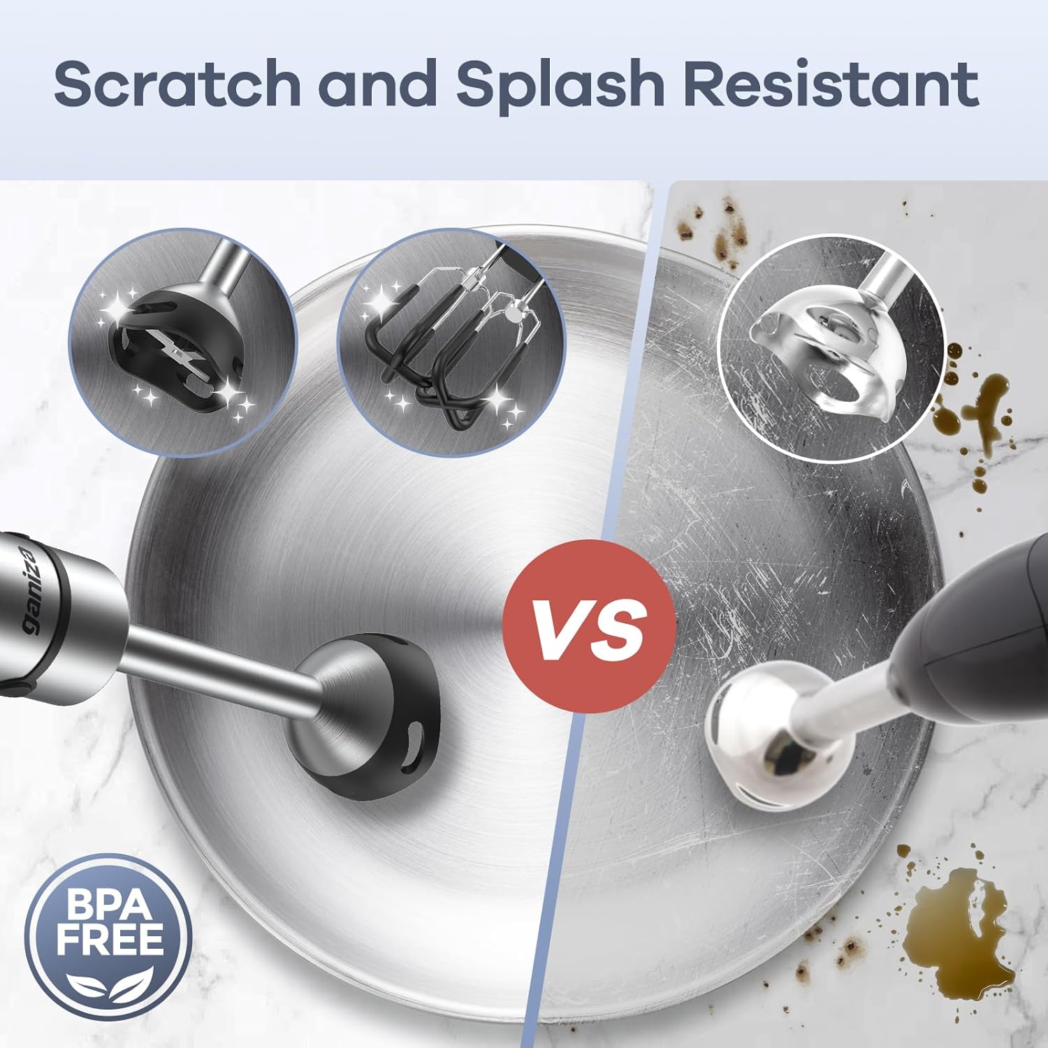 Ganiza 6 in 1 Hand Blender & Nonstick Cookware Set with Removable Handles