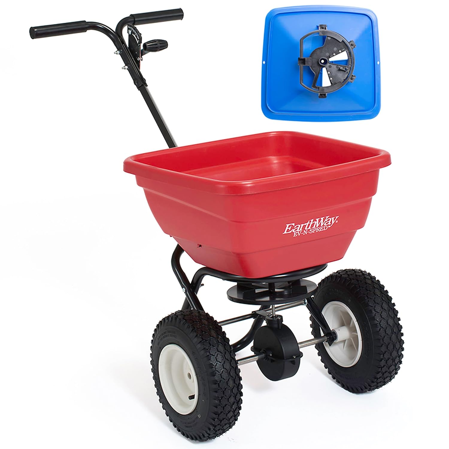 EarthWay F80H 80lb (36 KG) Commercial Broadcast Spreader with Removable High Output Tray for Rock Salt Adjustable Handle Height and 13