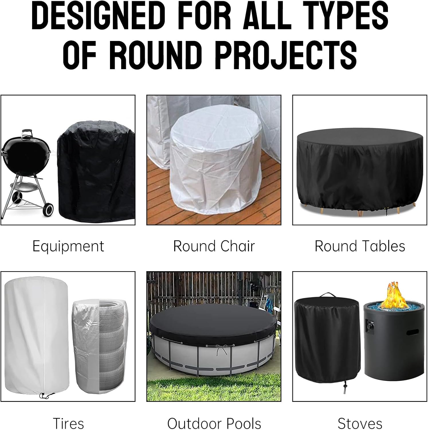 Custom Vertical Round Dust Cover, Round Pool Cover, Vertical Fire Pit Cover, Heavy Duty Waterproof Gas Grill Durable, Windproof (520 * 520 * 520in)