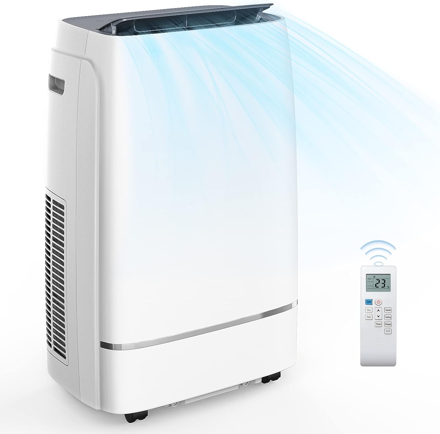 Joy Pebble Portable Air Conditioner, 12000 BTU for Room up to 550 sq. ft, Dehumidifier & Fan, Portable AC with 3 Fan Speeds, Automatic Louver Sweep,24H Timer, Remote Control, ECO