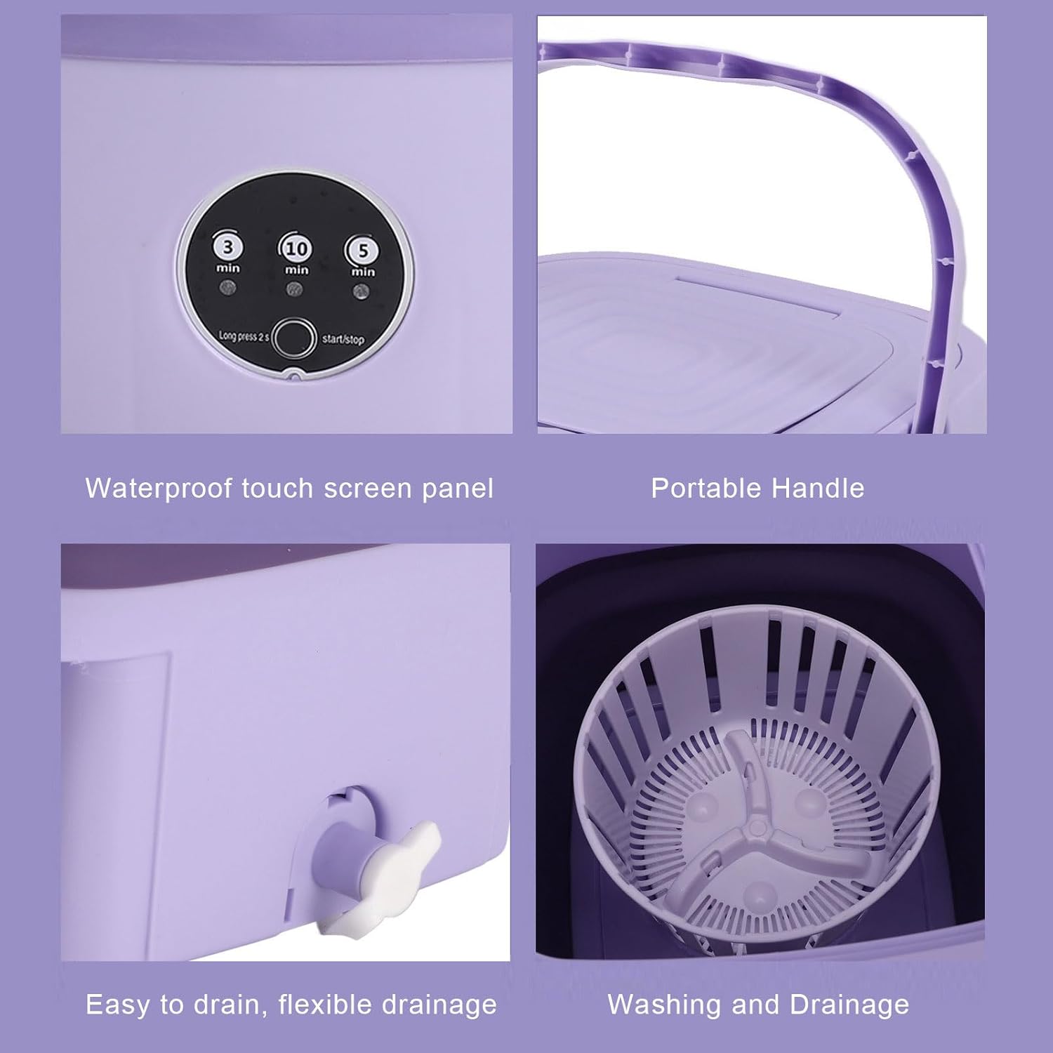 Asixxsix Portable Washing Machine, 11L Mini Washer with Spin Basket Laundry Machine, 3 Modes Deep Cleaning Foldable Washer for Underwear, Socks, Baby Clothes (US Plug)