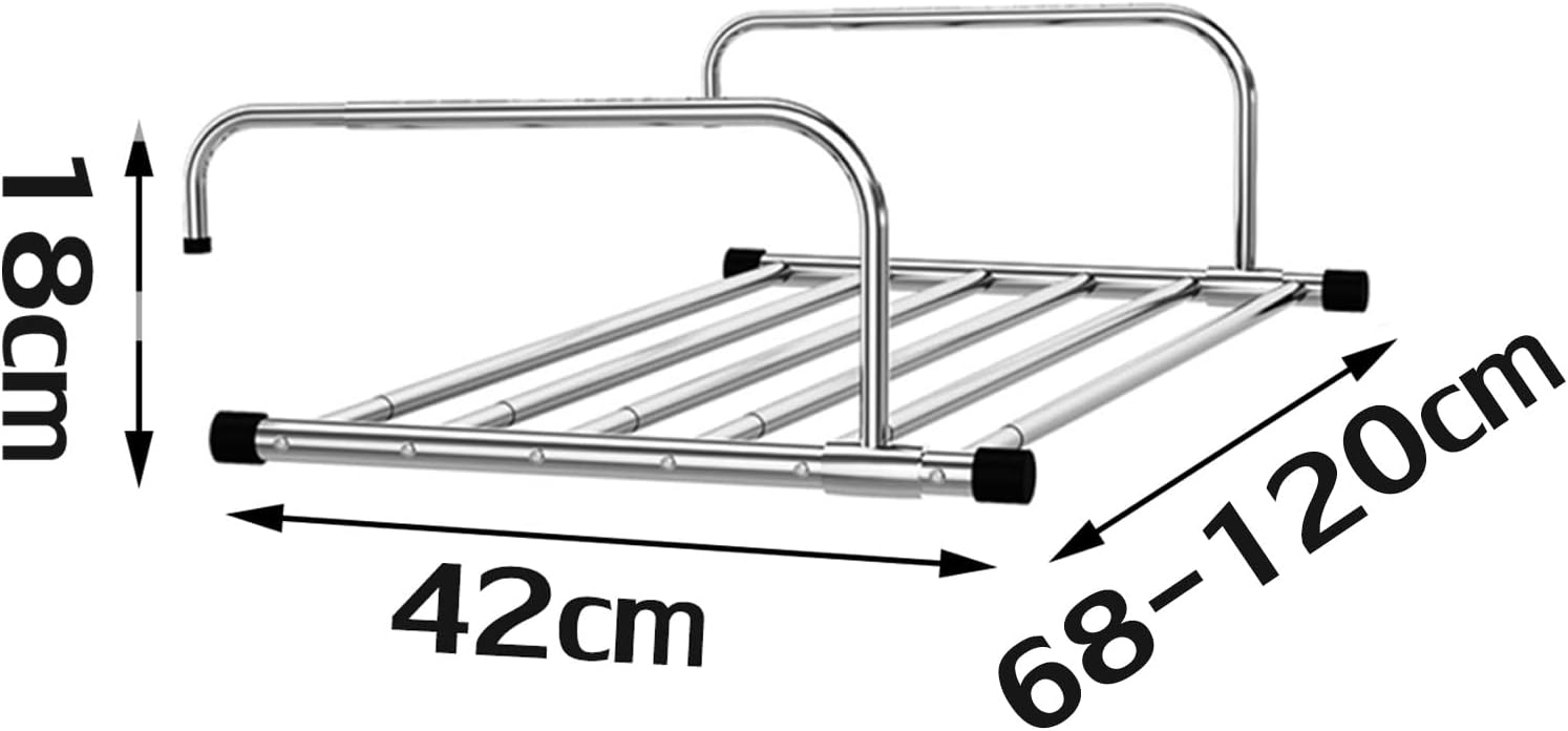 Clothes Airer Indoor Clothes Dryer Multifunction Balcony Drying Rack Stainless Steel Folding Airer Foldable Laundry Drying Rail Extendable Clothing Dryer Rack,50-86cm Warm,Silver 68