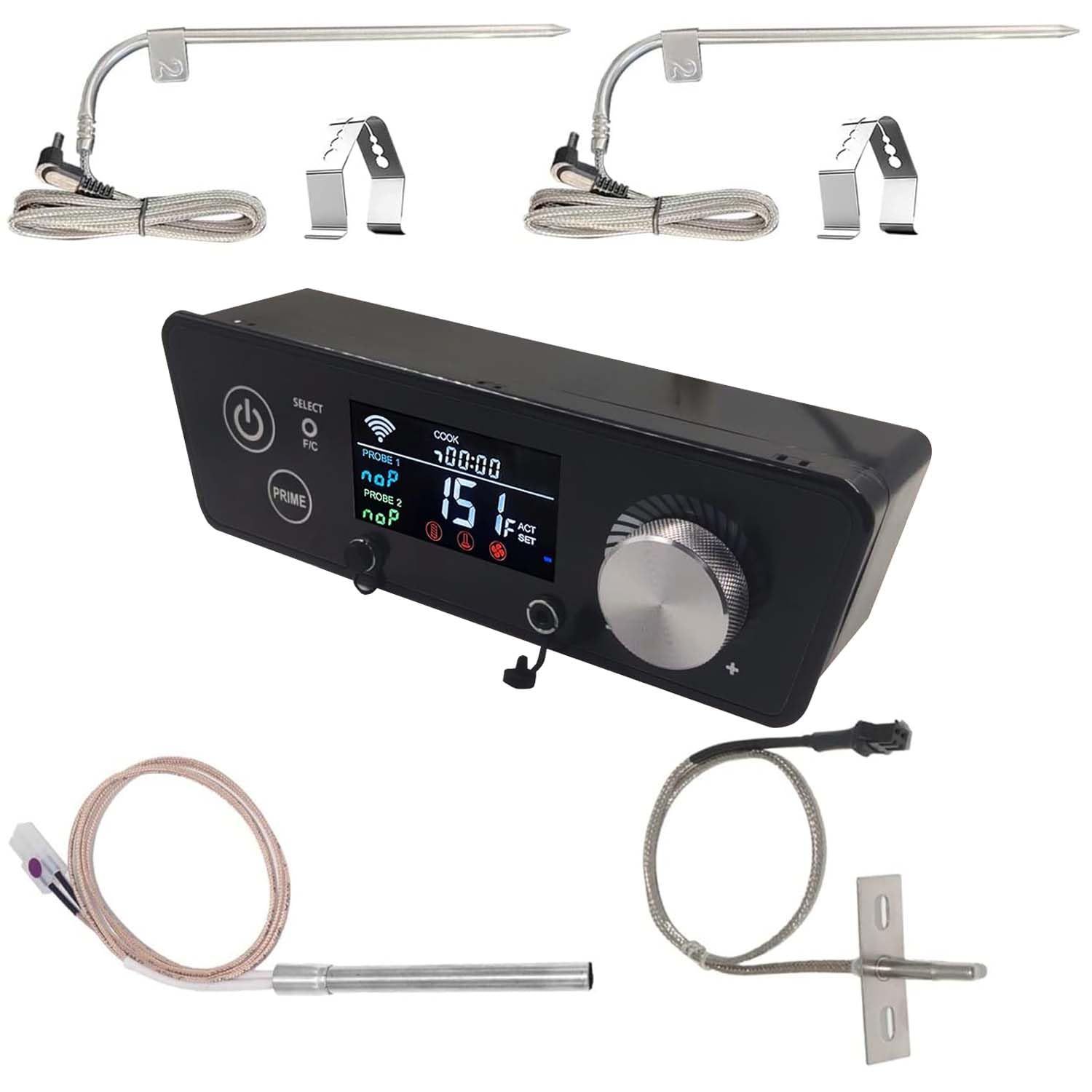 Premium PID Control Board for Pit Boss Vertical Pellet Smokers (3/4/5/7 Series & PBV Models), Dual Control (WiFi/APP + Manual) with 2 PID Programs, 2 Meat Probes, Circuit Monitoring & Temp Tracking