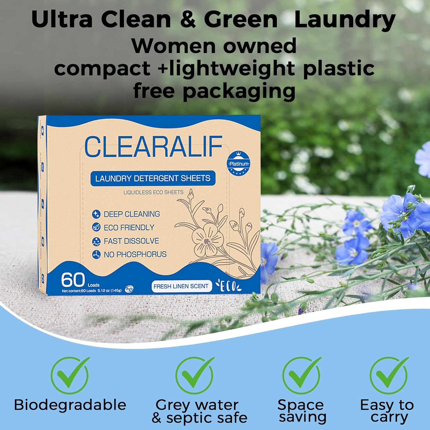 CLEARALIF Laundry Detergent Sheets, Up to 360 Loads, Fresh Linen, liquidless, Eco-Friendly, Zero Waste, Save Space, Travel Laundry Strips for HE Machine