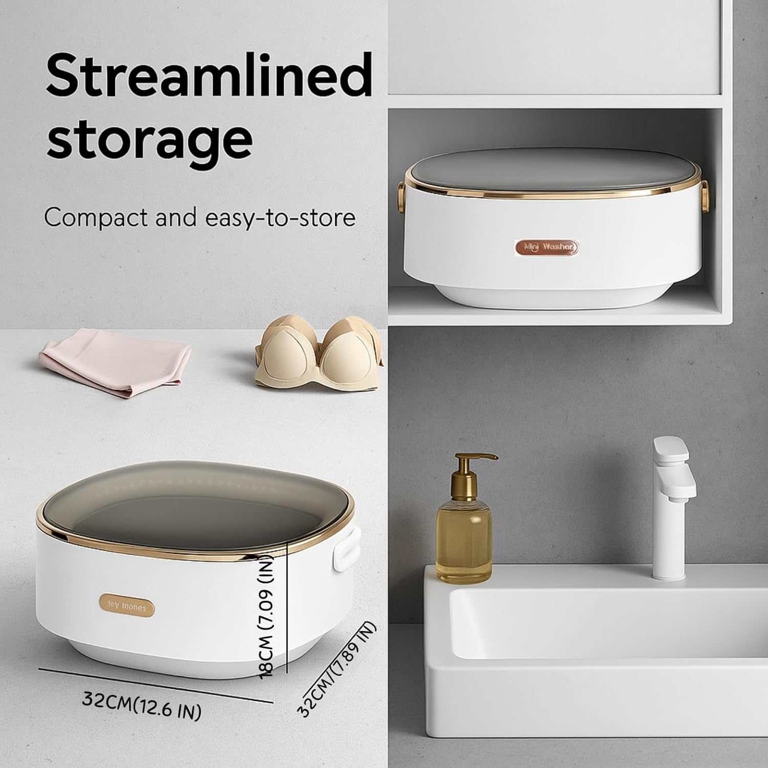 Portable Washing Machine, 17L/4 Gal, Foldable Mini Washing Machine, Mini Portable Washer, Easy To Use, Quiet and User Friendly, Great for Dorms Small Apartments Travelling