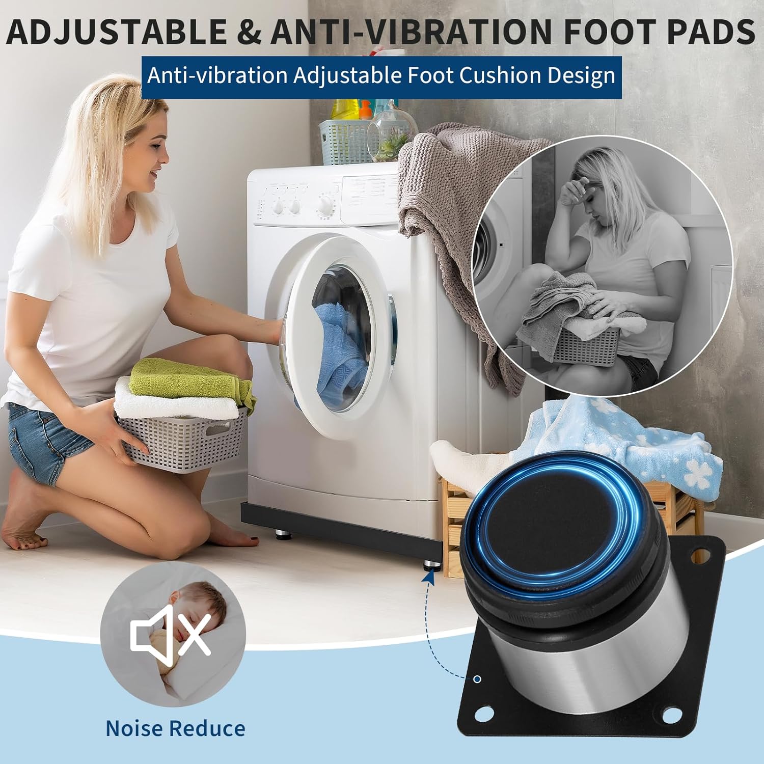 28x30 Inch Washing Machine Pan, Heavy-Duty Carbon Steel Rust-Proof Leak Protection Tray with 4 Anti-Vibration Feet, Floor Damage Prevention, Washer Drip Tray (without Drain Hole)