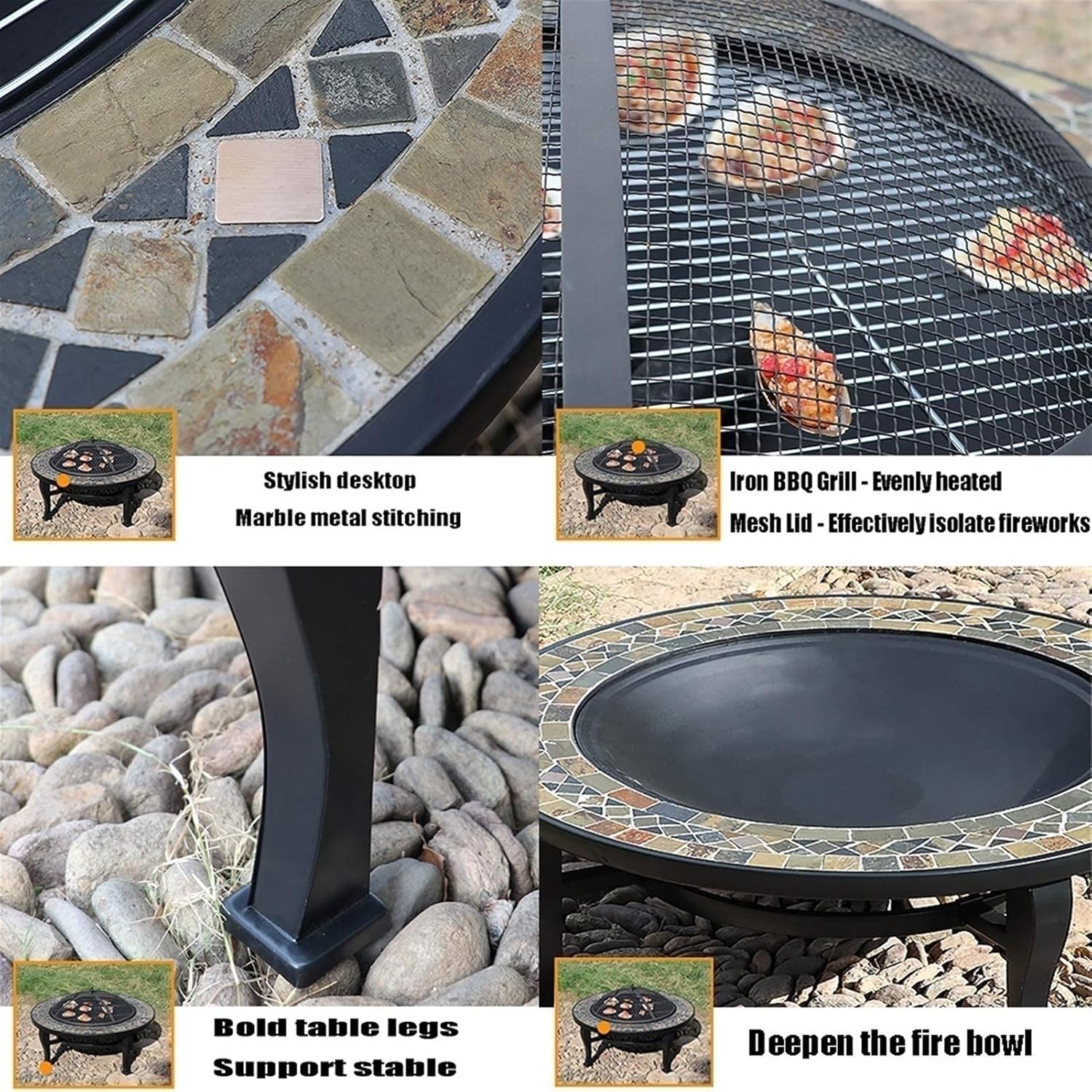 Outdoor Fire Pit Garden Wood Burning Fire Bowl, Outdoor Wood Burning Brazier, Party Camping Picnic Grill