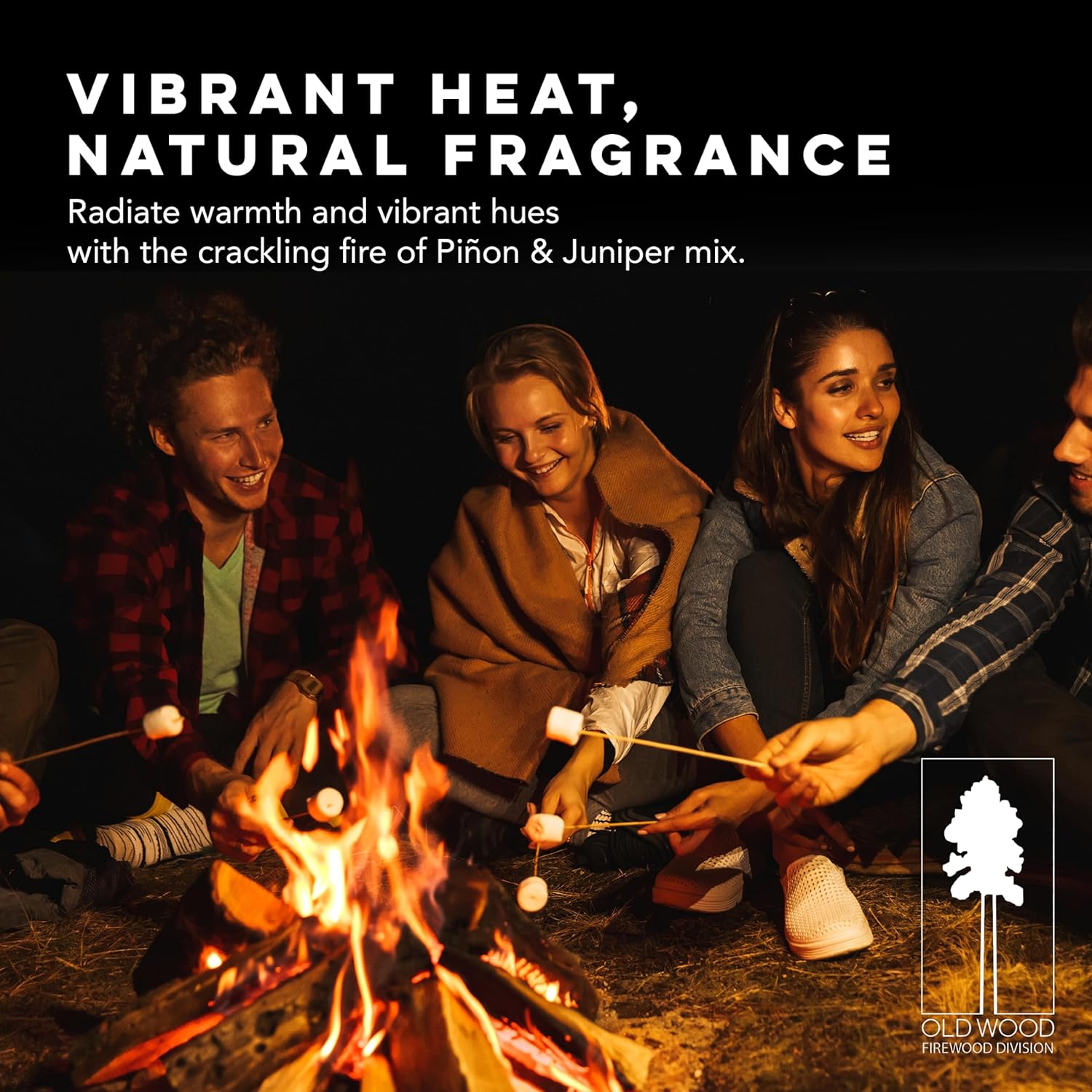 Old Wood Piñon & Juniper Firewood Box - Aromatic Blend for Indoor/Outdoor Use, 13-14 Inch Logs, Southwest Scent - Ideal for Fireplace, Fire Pit, Campfire, BBQ- Approximately 35 Pounds (1.5 Cubic Feet)