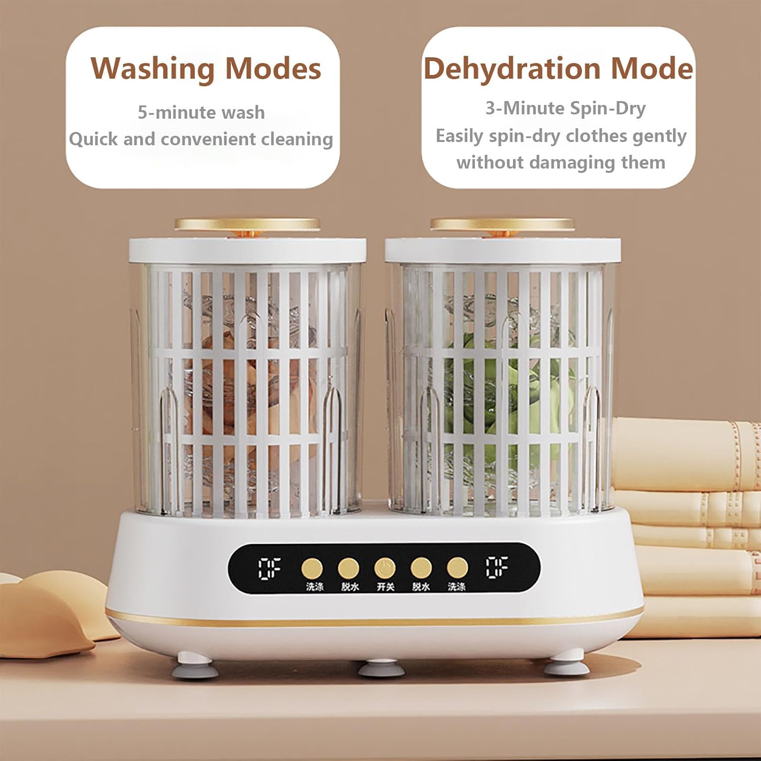 Portable Mini Washing Machine with Spin Basket, Small Laundry Washer for Underwear, Socks, Ideal for Apartments, Dorms, Camping & Travel