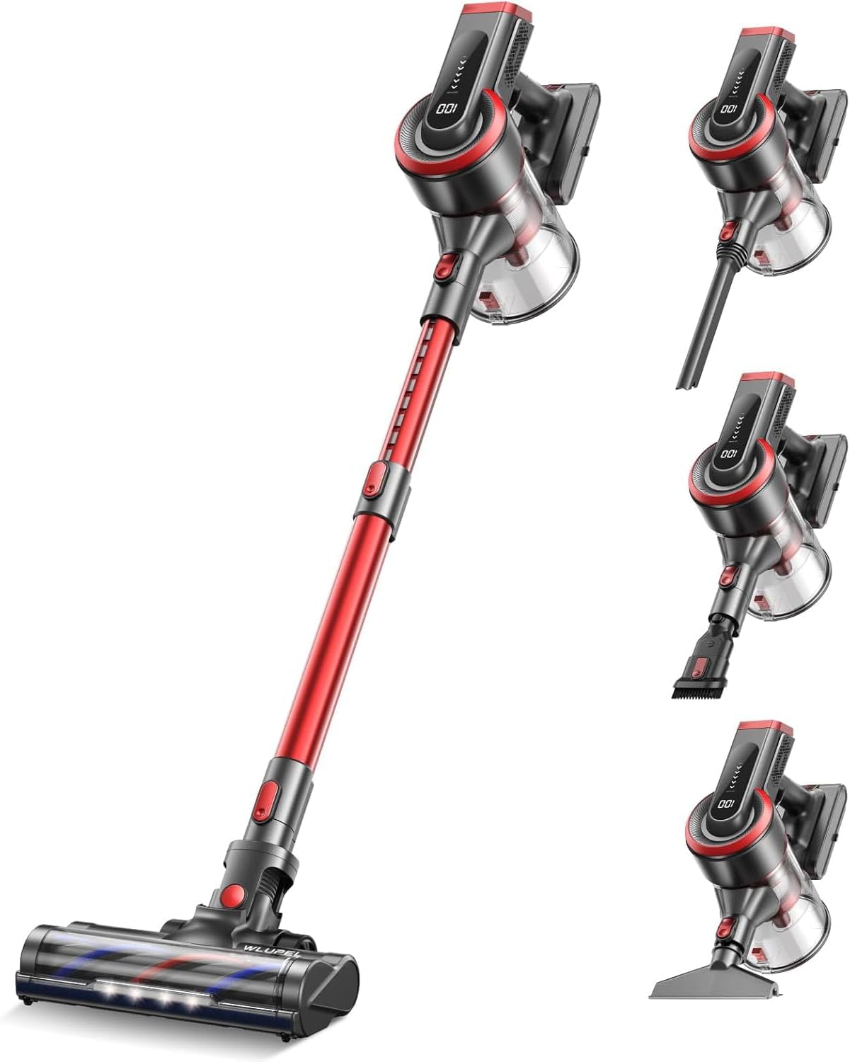 Cordless Vacuum Cleaner, 40kPa/450W Stick Cordless Vacuum Up to 55 Mins Runtime with LED Touch Screen, Anti-Tangle Vacuum Cleaner with Charging Station for Carpet Hard Floor Pet Hair