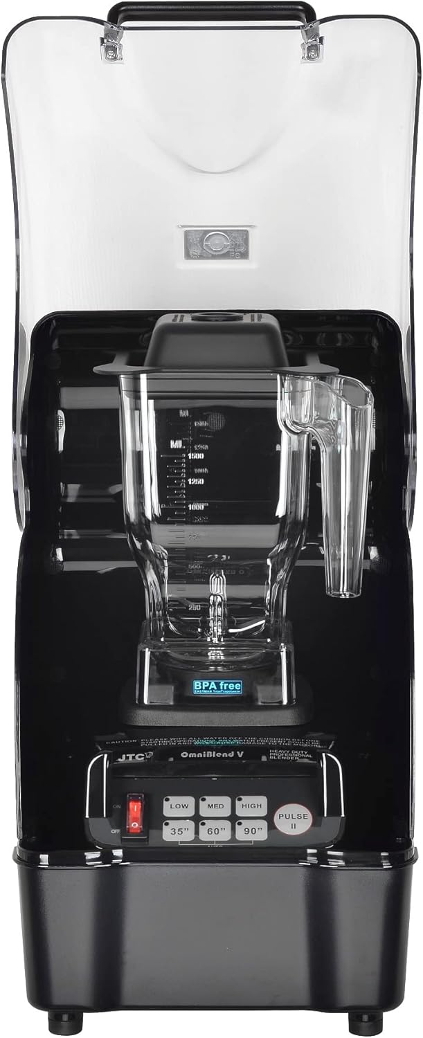 OmniBlend Omni-Q TM-800BQ Commercial Quiet Smoothie Blender, Full Sound Enclosure, 1.5 Liter BPA-Free Container, Self Cleaning, Heavy Duty 3 Speed (Black)