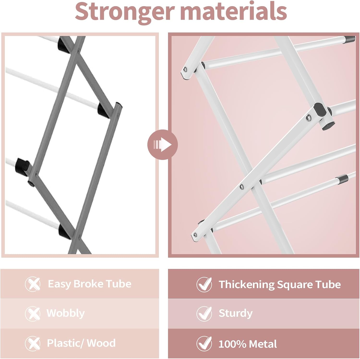 APEXCHASER Clothes Drying Rack Folding - 3 Tier Laundry Drying Rack for Clothes, Expandable Metal Clothing Dryer, Collapsible Towel Rack, Air Drying Rack, White