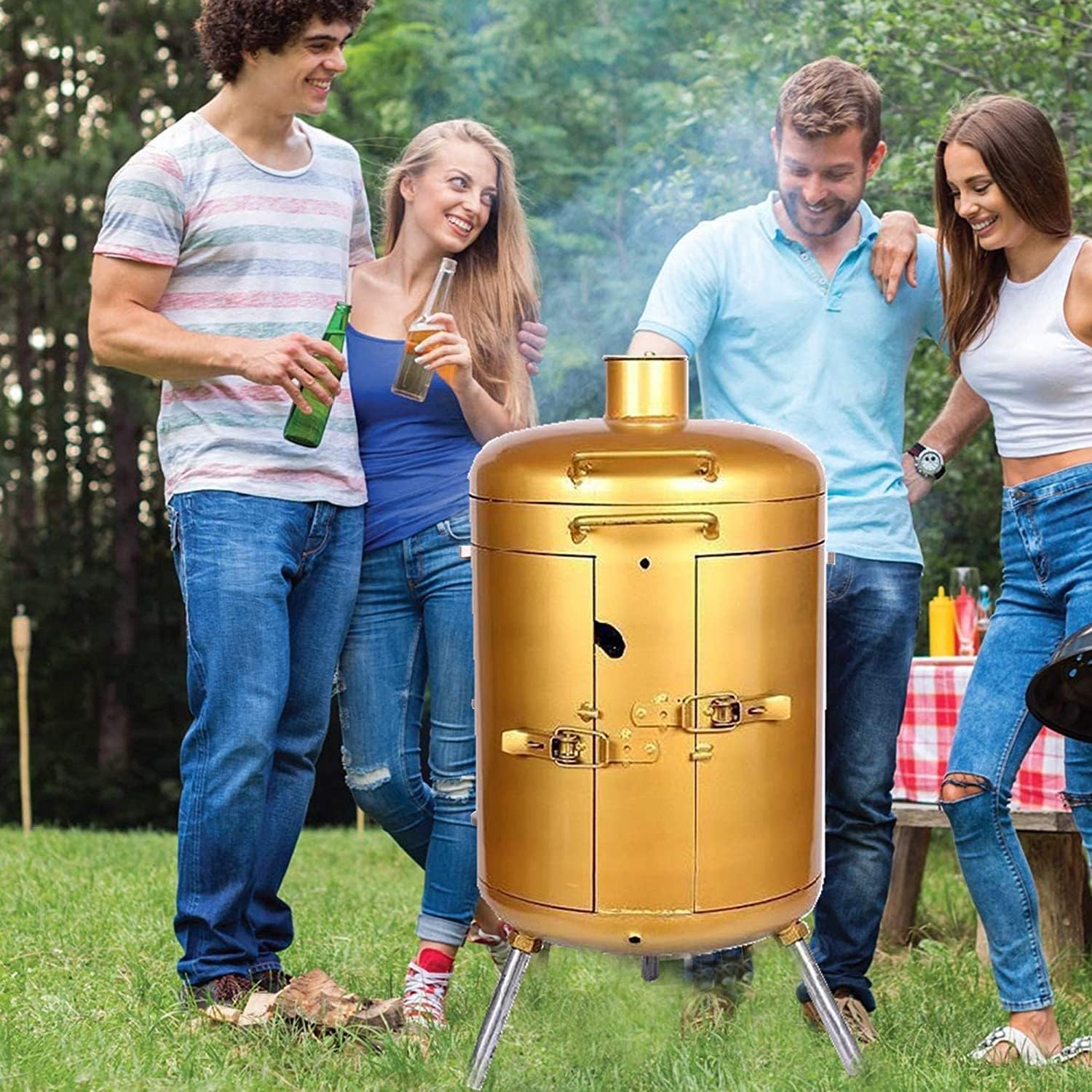 Safety Certification Luxury Grills & Smokers Charcoal Barbecues Charcoal Grills Freestanding Barbecues Combination Grill-Smokers for Outdoor Cooking & Dining Golden