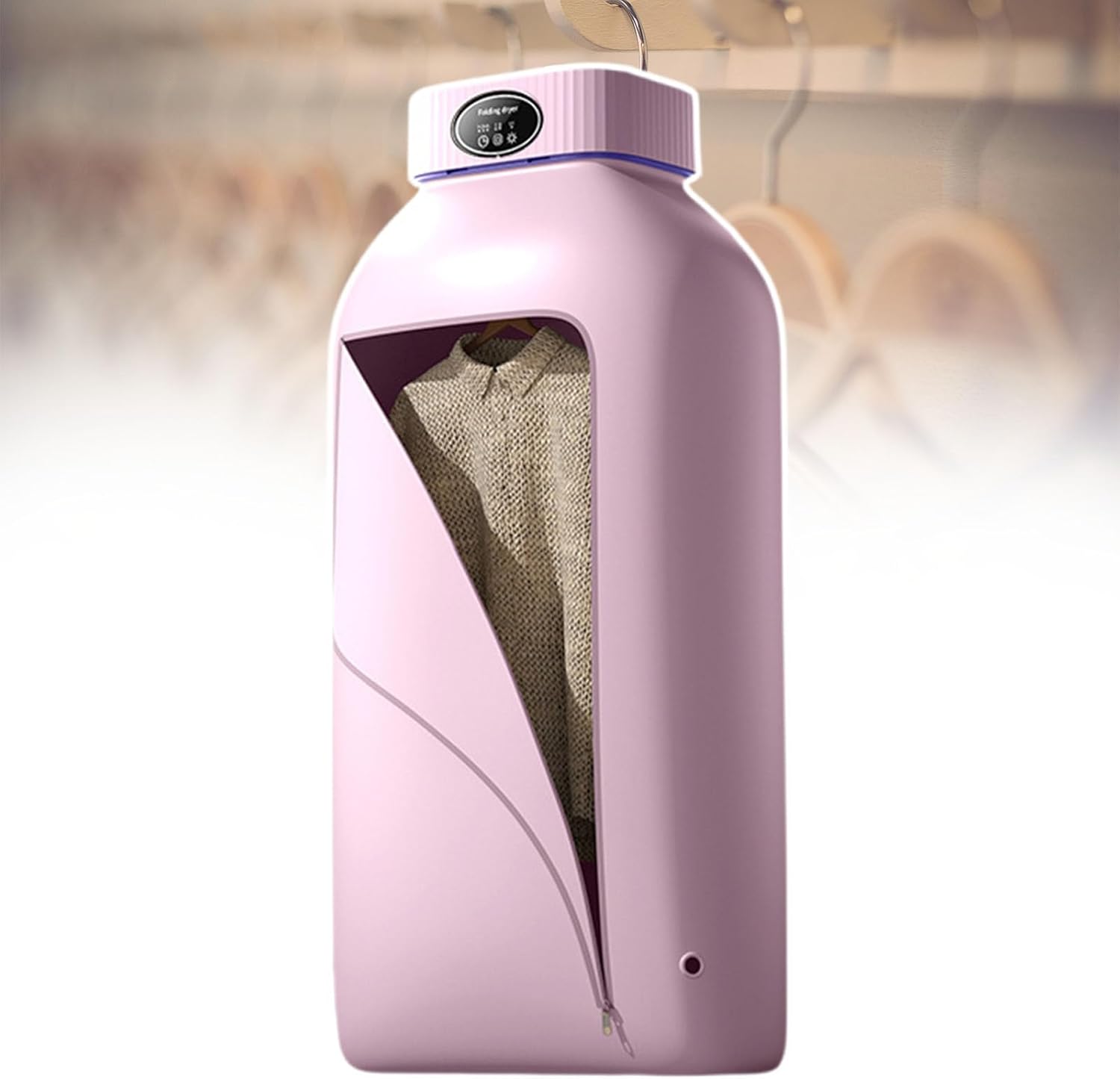 Dormitory Clothes Dryer, Touch Screen Dryer, 2-Speed Adjustment, 3-Speed Timed Drying, 1.5m Power Cord, Suitable for Drying Shirts, T-Shirts, Shorts, Vests, Socks,Pink