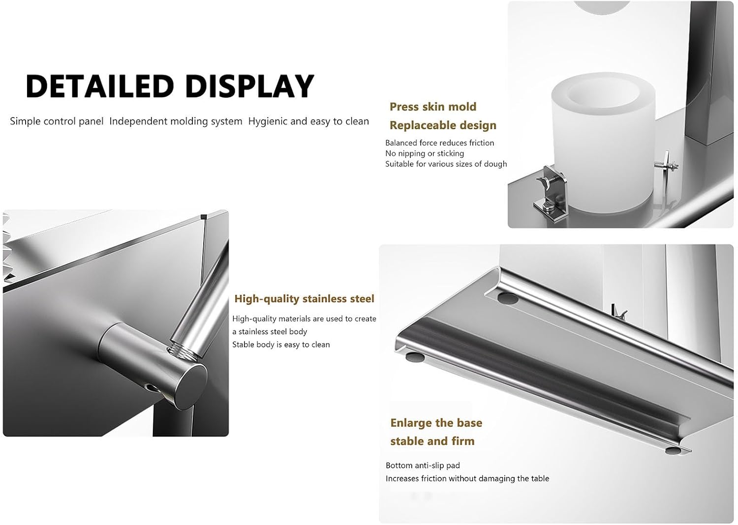 Baozi Maker Machine,Semi Automatic Baozi Making Mold,With Dough Press Machine,Closing Machine And 3*Molds,for Cooking Delicious Baozi