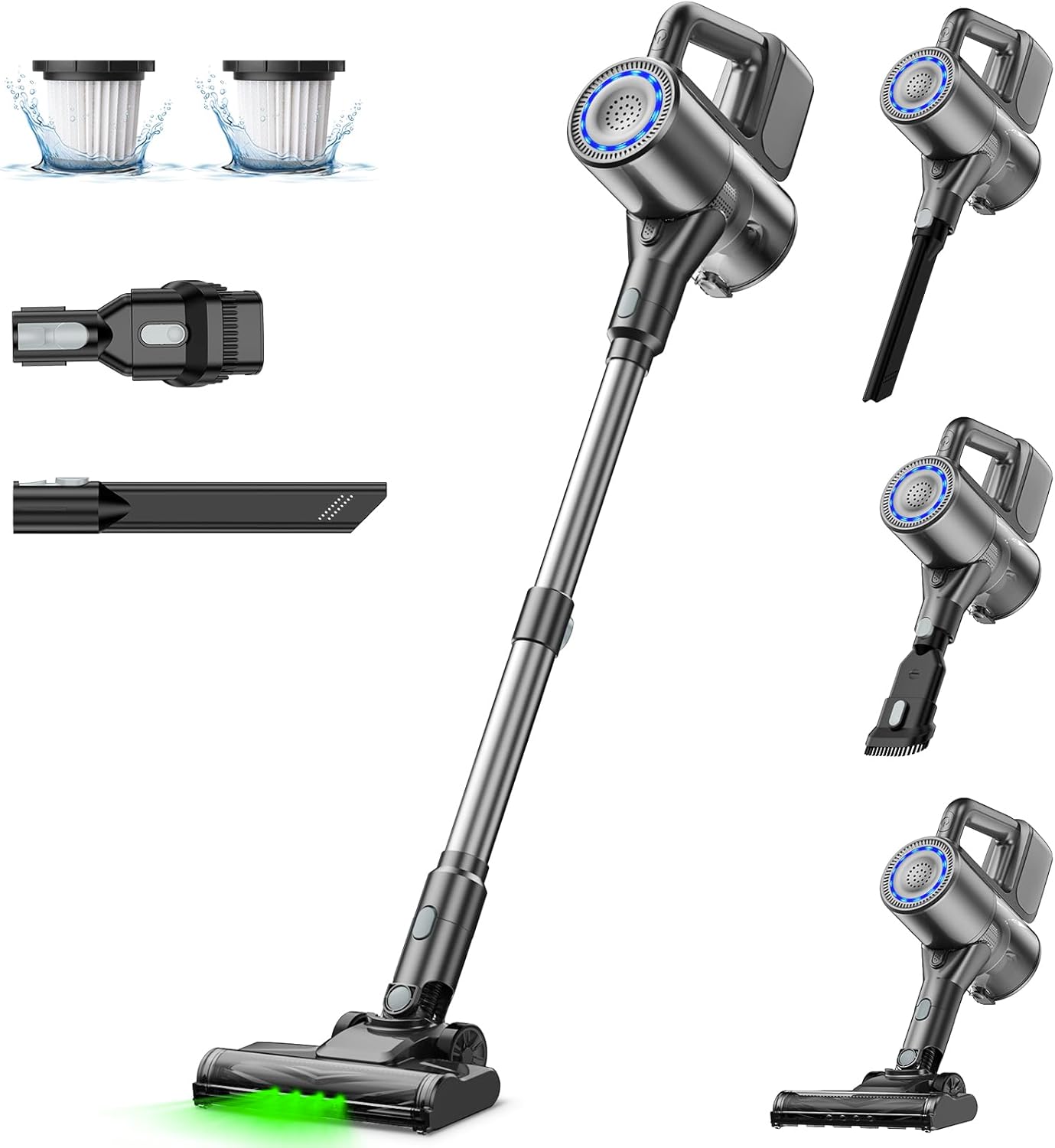 Cordless Vacuum Cleaner, 40Kpa Lightweight Stick Vacuum with 40 mins Runtime, Self-Standing Stick Vacuum Cleaners for Home, Rechargeable Cordless Vacuum for Hard Floors, Carpet and Pet Hair