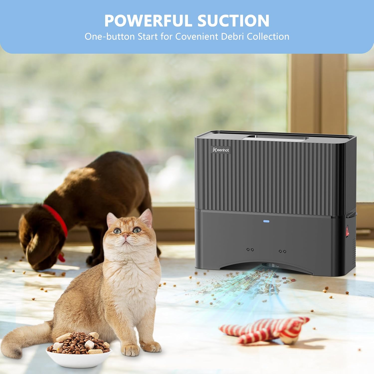 Keenhot Touchless Vacuum Automatic Dustpan - Powerful Effortless Cleaning, 17Kpa Suction Great for Sweeping Pet Hair/Kitchen/Salon, Electric Dustpan Canister Vacuum Cleaner HEPA Filter & No Bending