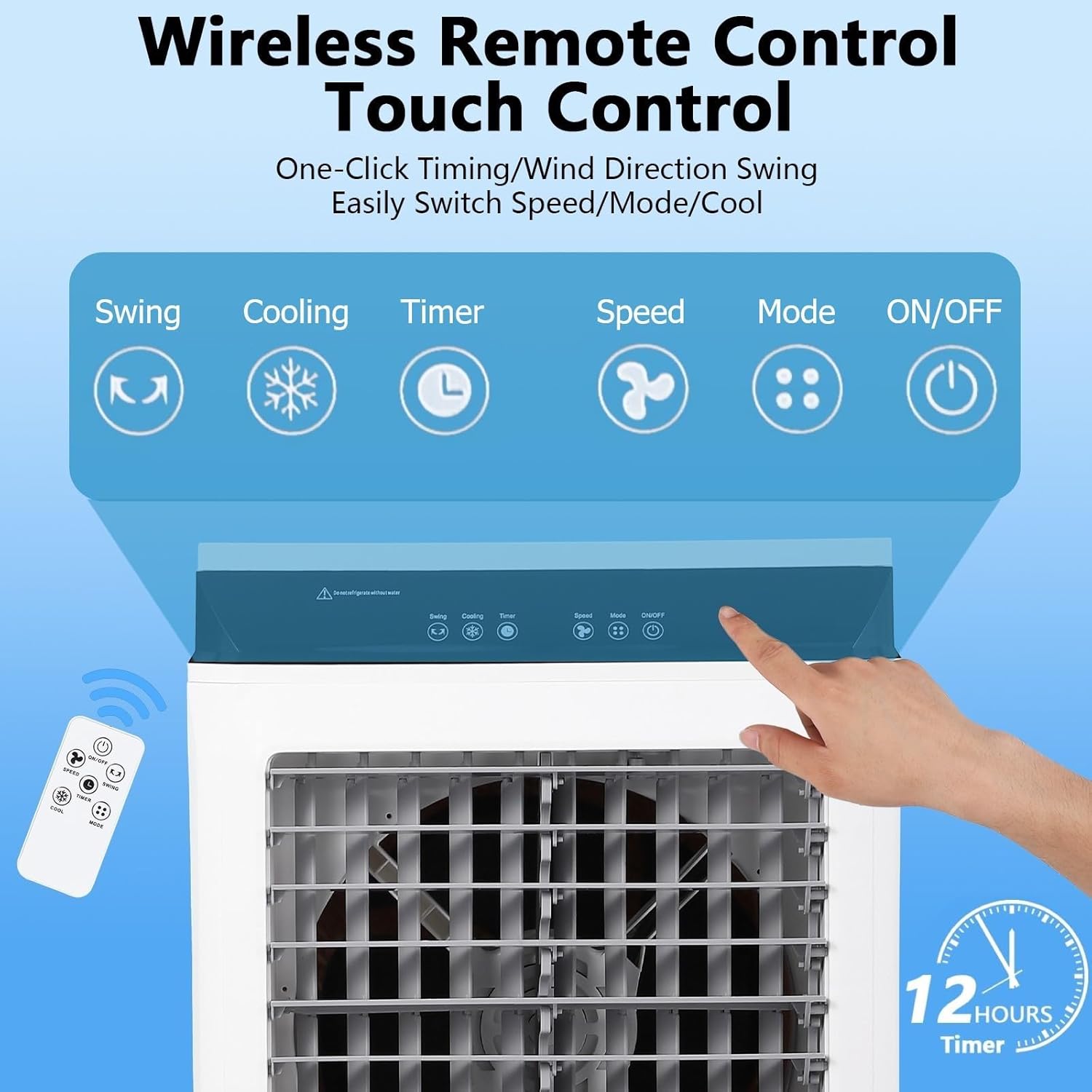 Evaporative Air Cooler, Swamp Cooler, 120° Oscillation Water Cooling Fan With 3 Modes and Wind Speeds, Portable Air Conditioner for Indoor, Outdoor, Patio, Garage, Commercial Use