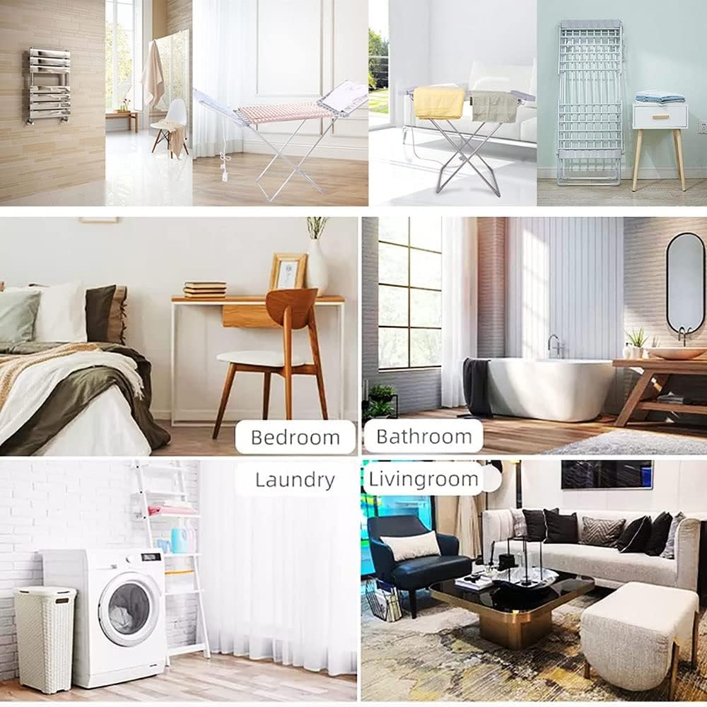 20 Bars Electric Heated Clothes Airer Dryer, Portable Electric Clothes Dryer, Foldable Clothes Drying Rack Machine with Wings, Quick Drying