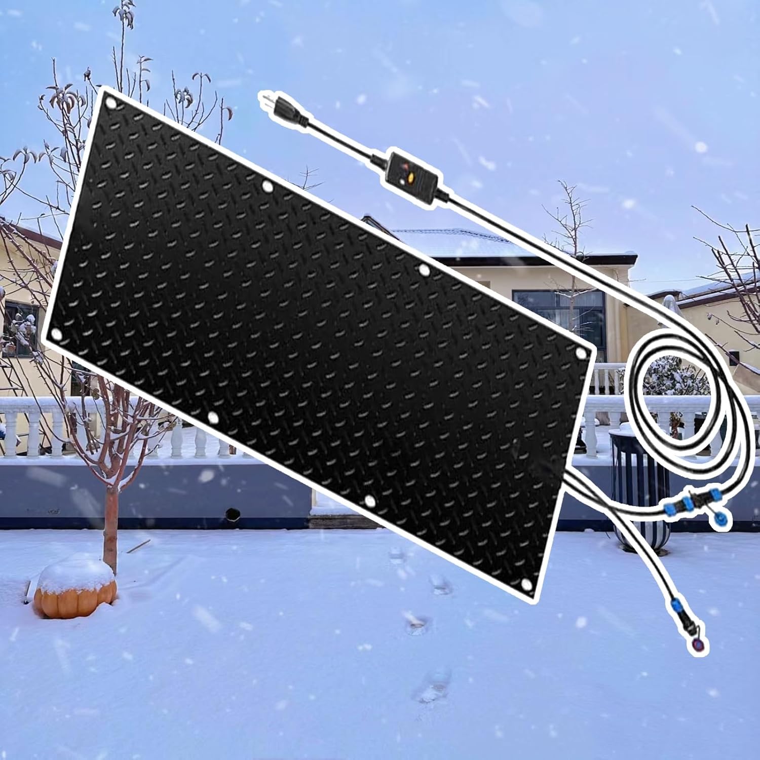 Heated Outdoor Mats Non-Slip Snow and Ice Melting Mats, Outdoor Stairs- Non-Slip Winter Removal and Ice Melt Products, Melts 2 Inches of Snow Per Hour，Anti-Slip Design, Easy to Install(1 Pcs,30x90cm/1