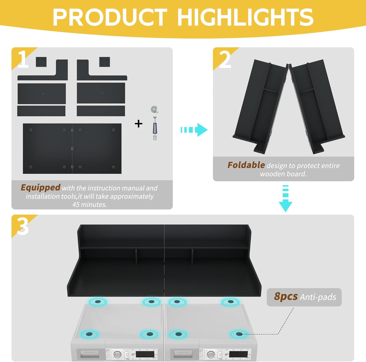 Two-Layer Foldable Washer Dryer Countertop, 27.5
