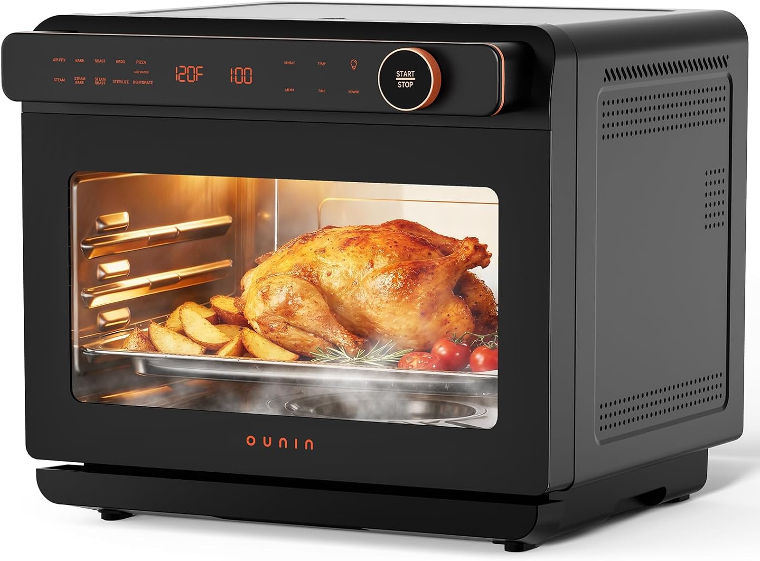 OUNIN 24L Steam and Air Fryer Combo Countertop Oven,11-in-1 Convection Baking and Steam,Bake,Broil,Dehydrate,304 Stainless Steel,Fast Cooking with Precise Electronic Temperature Control,for Gifting