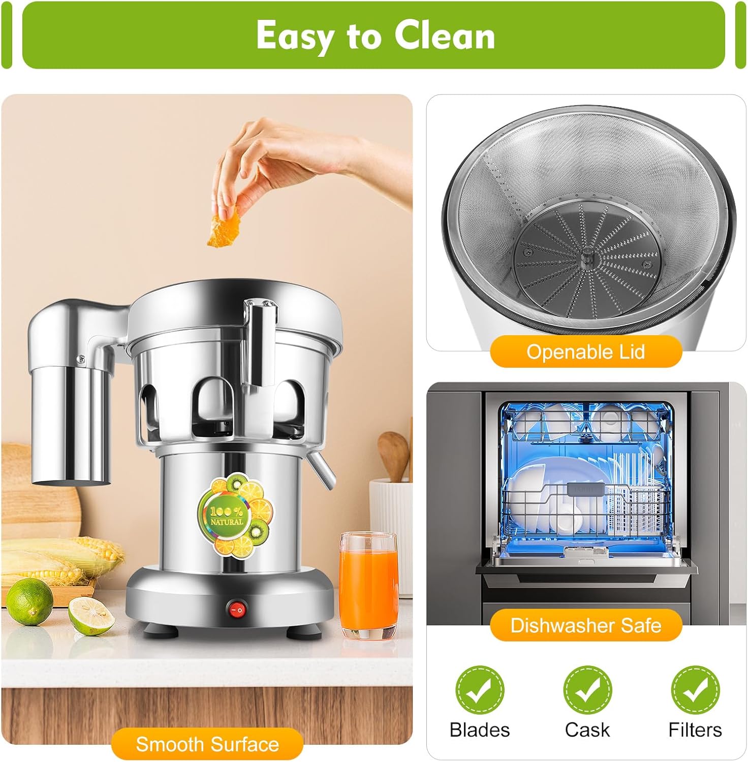 Juice Separator Juicer Machine, 110V Fruit and Vegetable Juicer for Kitchen, Slag Juice Separation, Easy Clean, Compact Design, High Efficiency, Small Appliance for Home Office Family Healthy Drinks