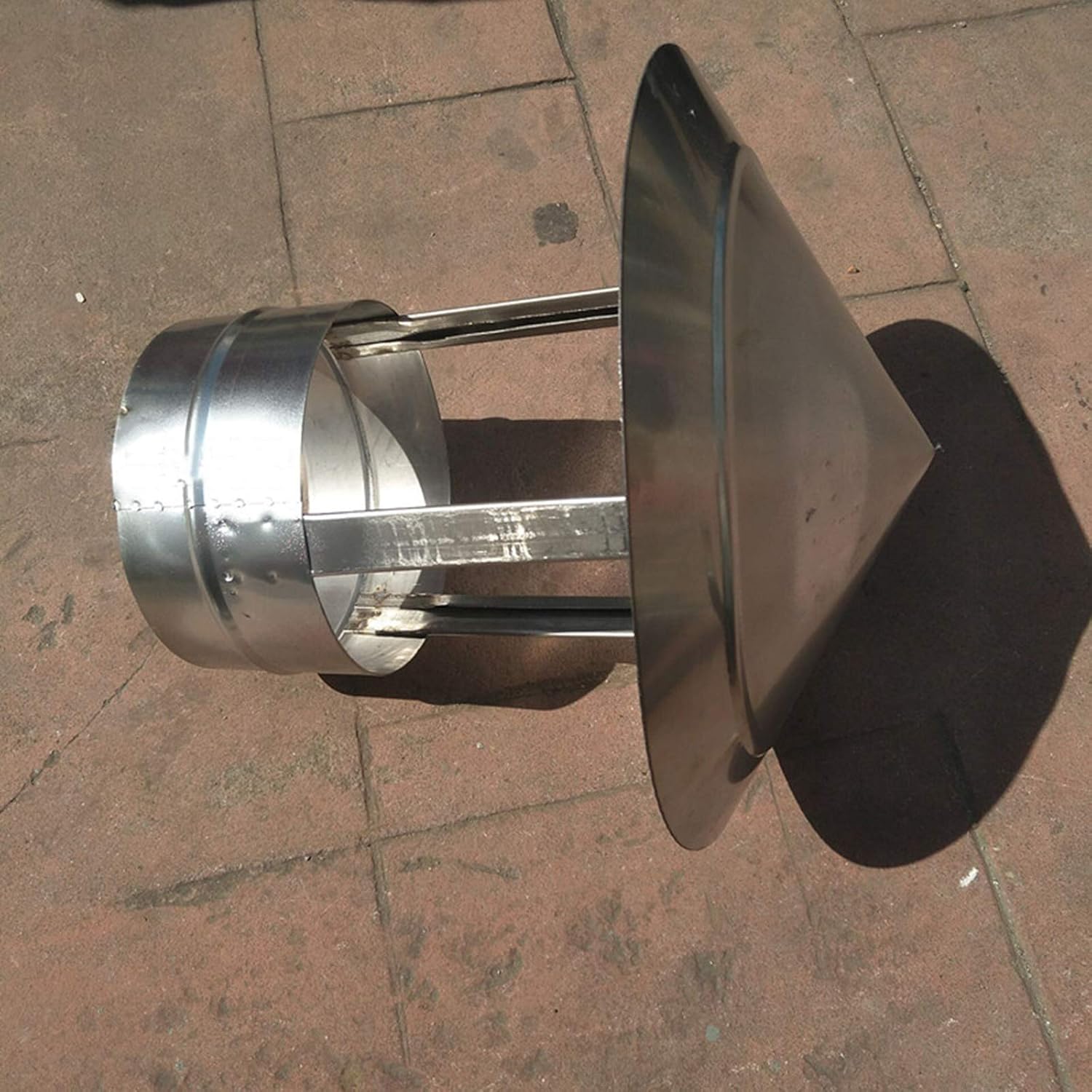 Roof Chimney Cap Galvanized Tin Plate Spiral Wind Pipe Line Cap Chimney Umbrella Shape Hat Water Cap Chimney Pipe Line Cap (400mm)
